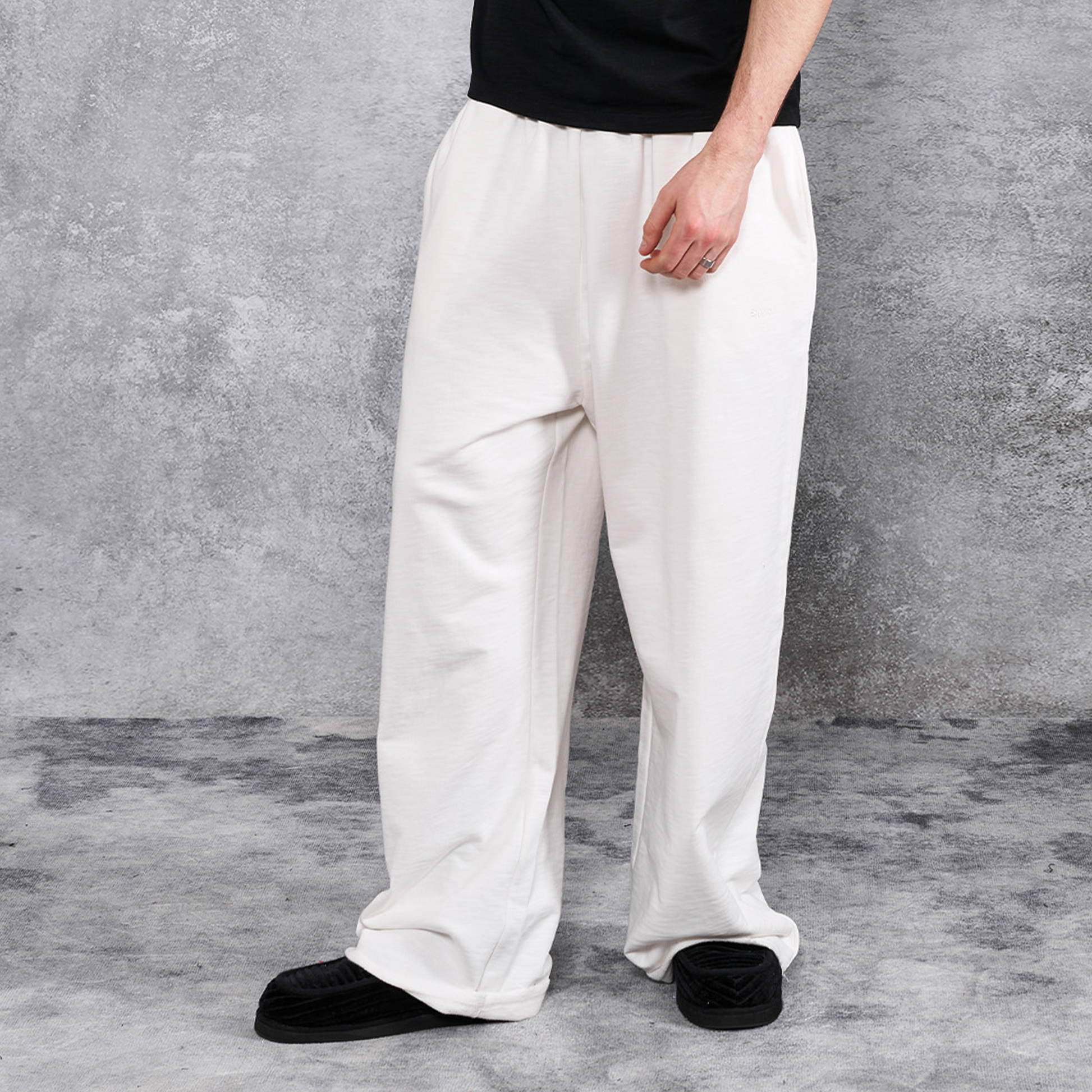 PMW Terry Wide-Leg Straight Sweatpants-Pants-S-White-Free Shipping Leatheretro