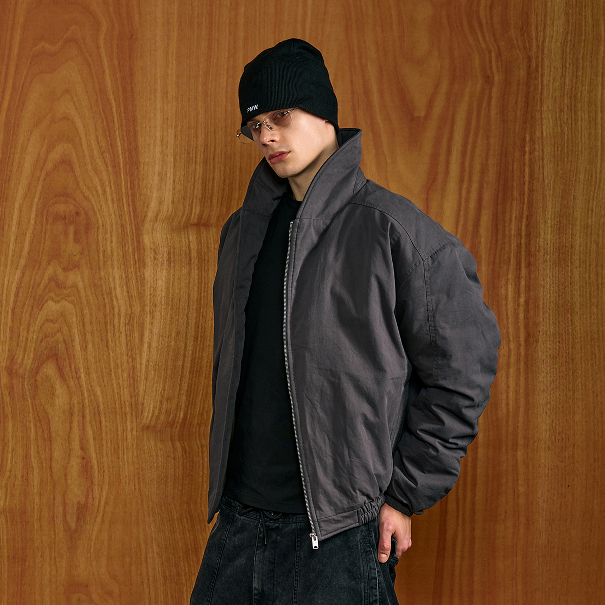 PMW Essential Stand-Collar Padded Jacket-Jacket-S-Brown-Free Shipping Leatheretro
