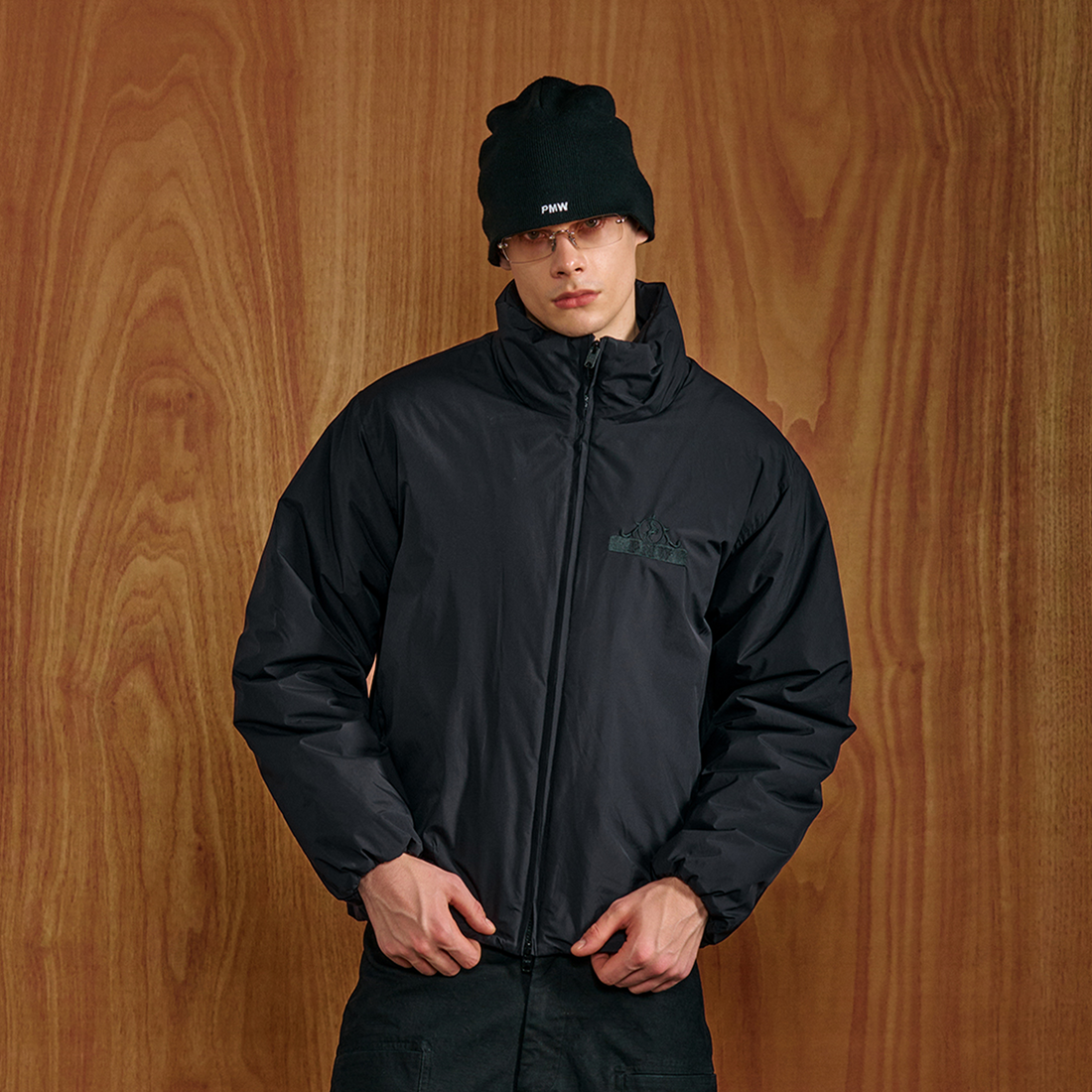 PMW Embroidered LOGO Waterproof Padded Jacket-Jacket-S-Black-Free Shipping Leatheretro