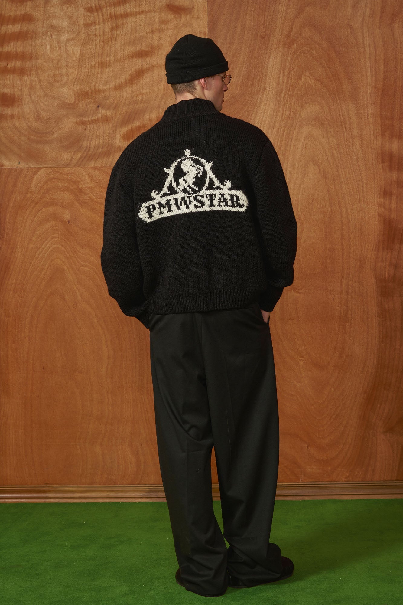 PMW Chunky LOGO Intarsia Zip-Up Sweater-Jacket-S-Free Shipping Leatheretro