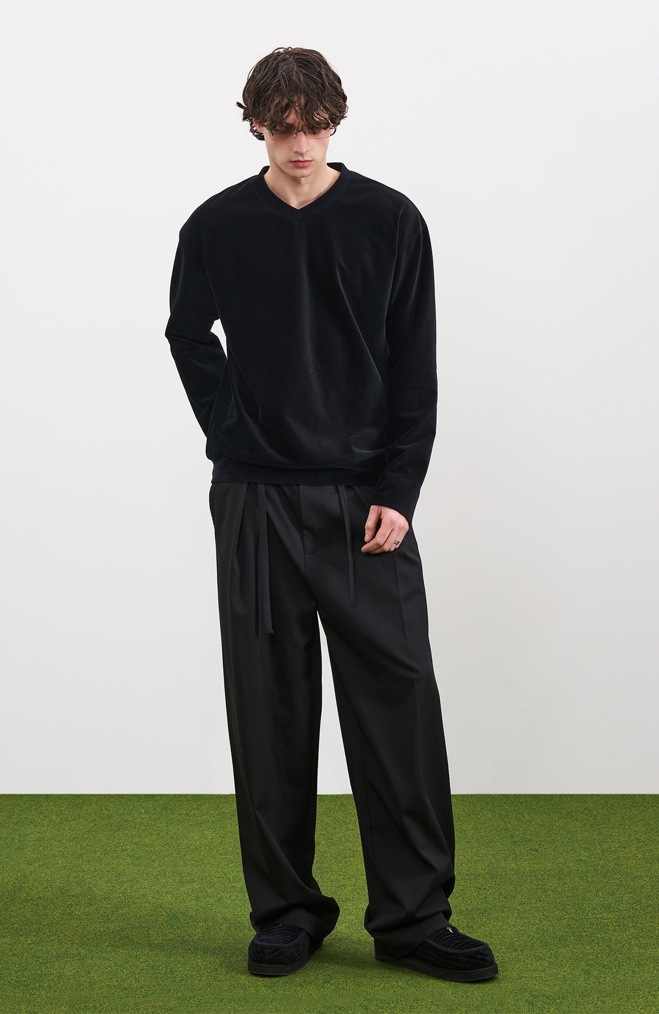 PMW Essential Velvet V-Neck Long Sleeve-L/S Tee-S-Free Shipping Leatheretro