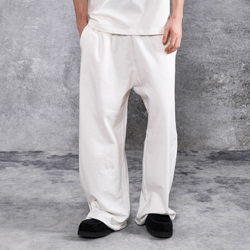 PMW Terry Wide-Leg Straight Sweatpants-Pants-S-White-Free Shipping Leatheretro