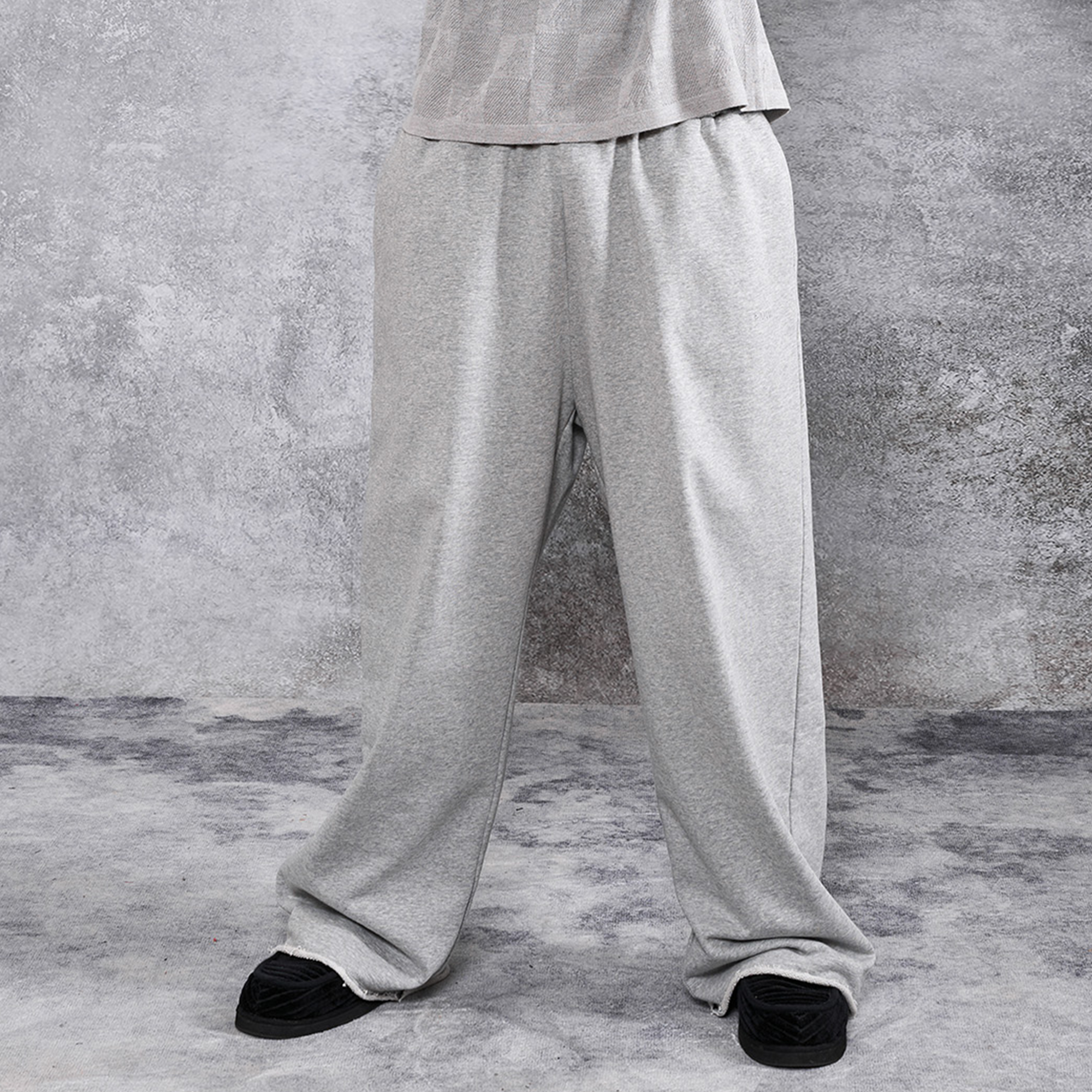 PMW Terry Wide-Leg Straight Sweatpants-Pants-S-Gray-Free Shipping Leatheretro