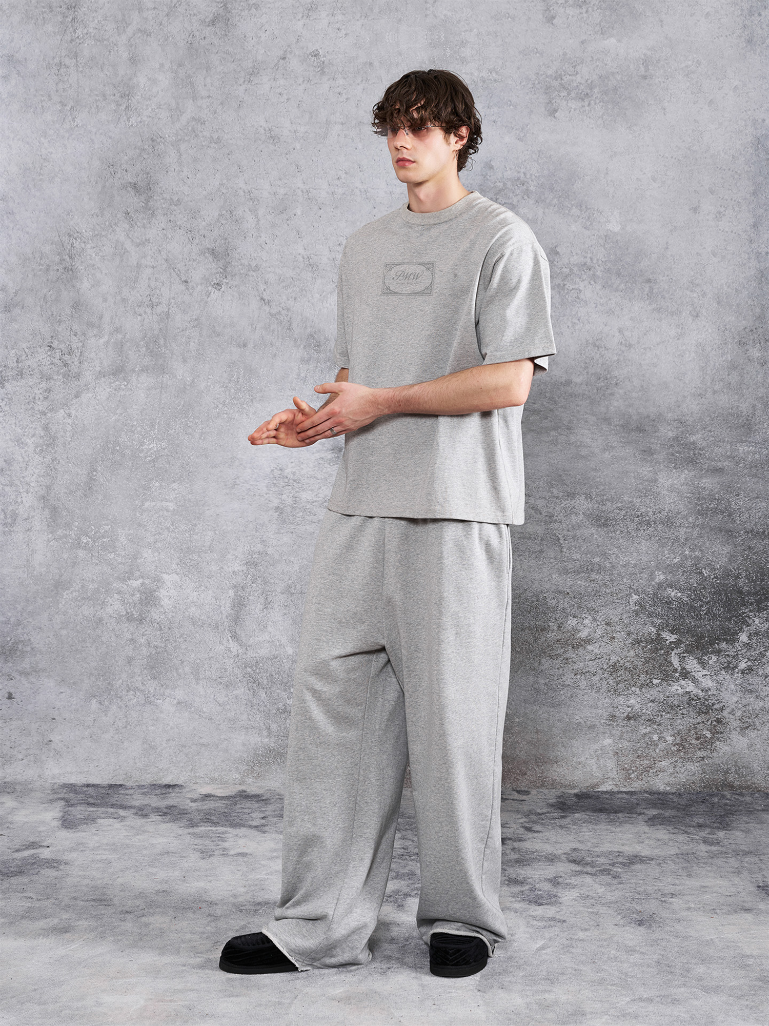 PMW Terry Wide-Leg Straight Sweatpants-Pants-S-White-Free Shipping Leatheretro