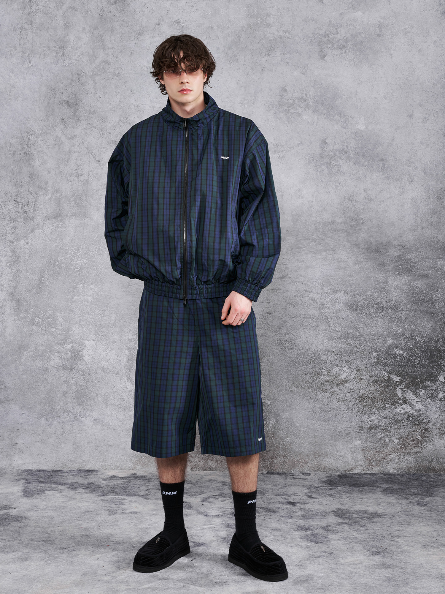 PMW Retro Plaid Drawstring Wide-Leg Shorts-Shorts-S-Free Shipping Leatheretro