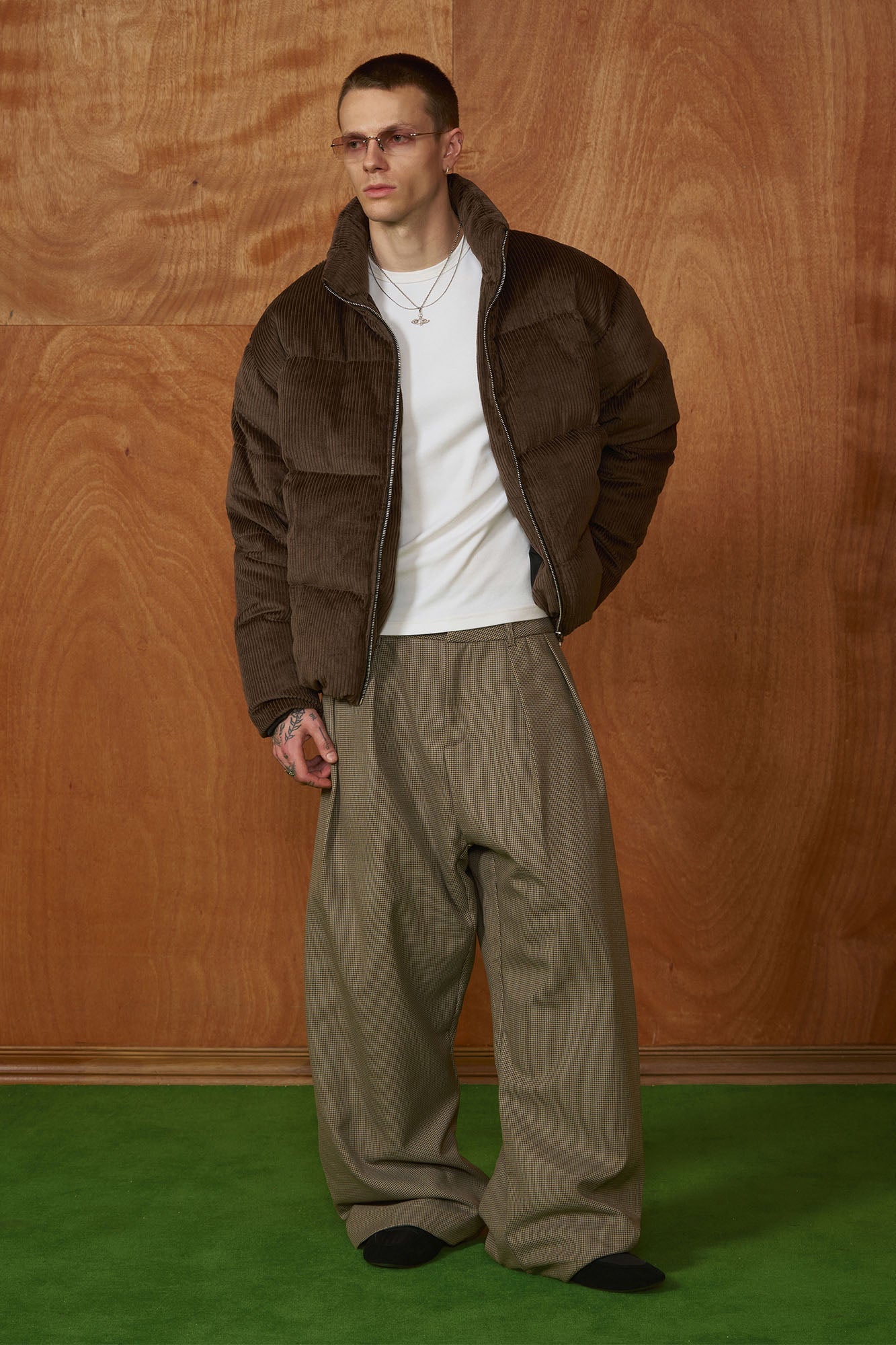 PMW Corduroy Puffer Jacket-Jacket-S-Brown-Free Shipping Leatheretro