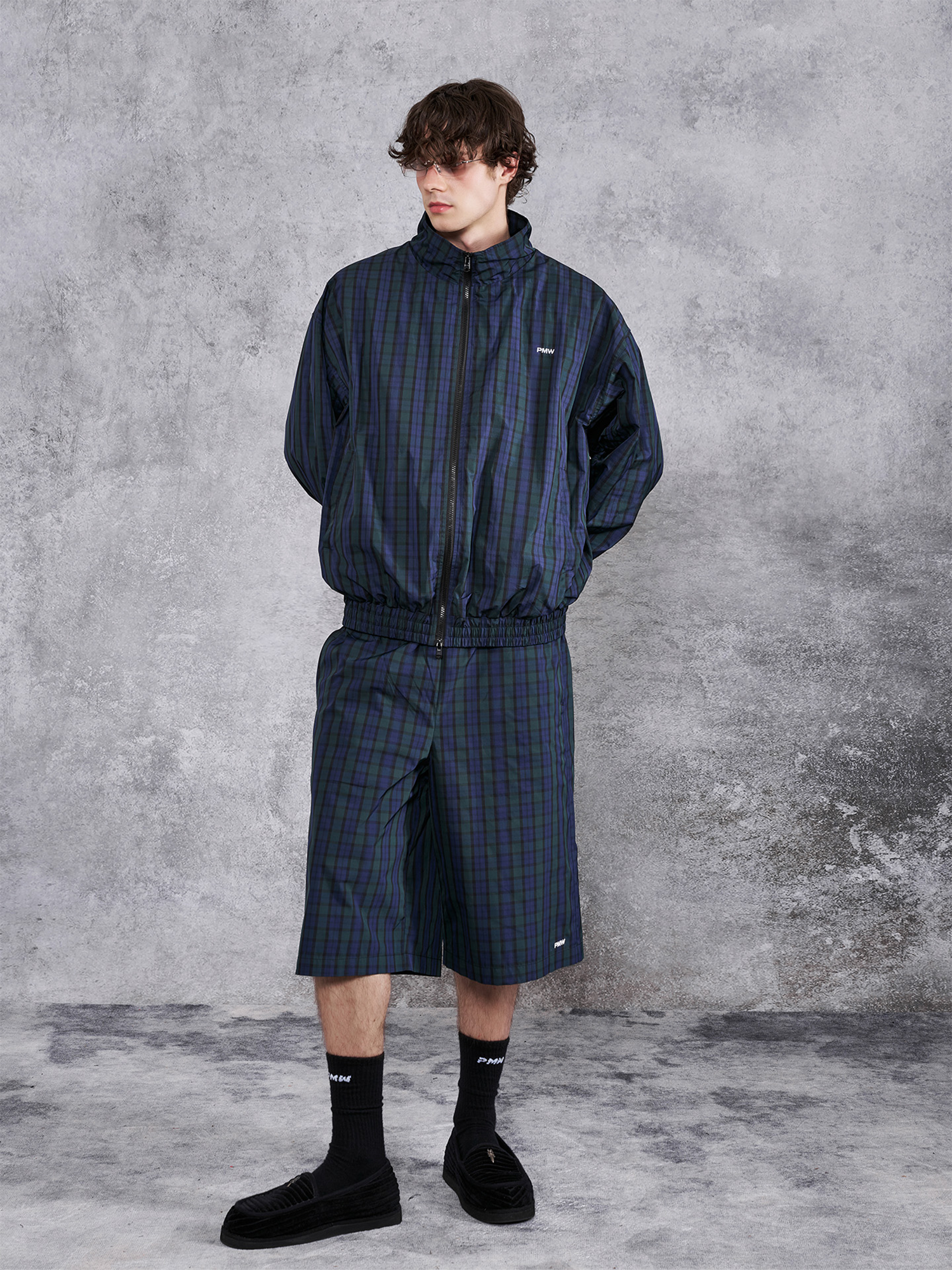 PMW Retro Plaid Drawstring Wide-Leg Shorts-Shorts-S-Free Shipping Leatheretro