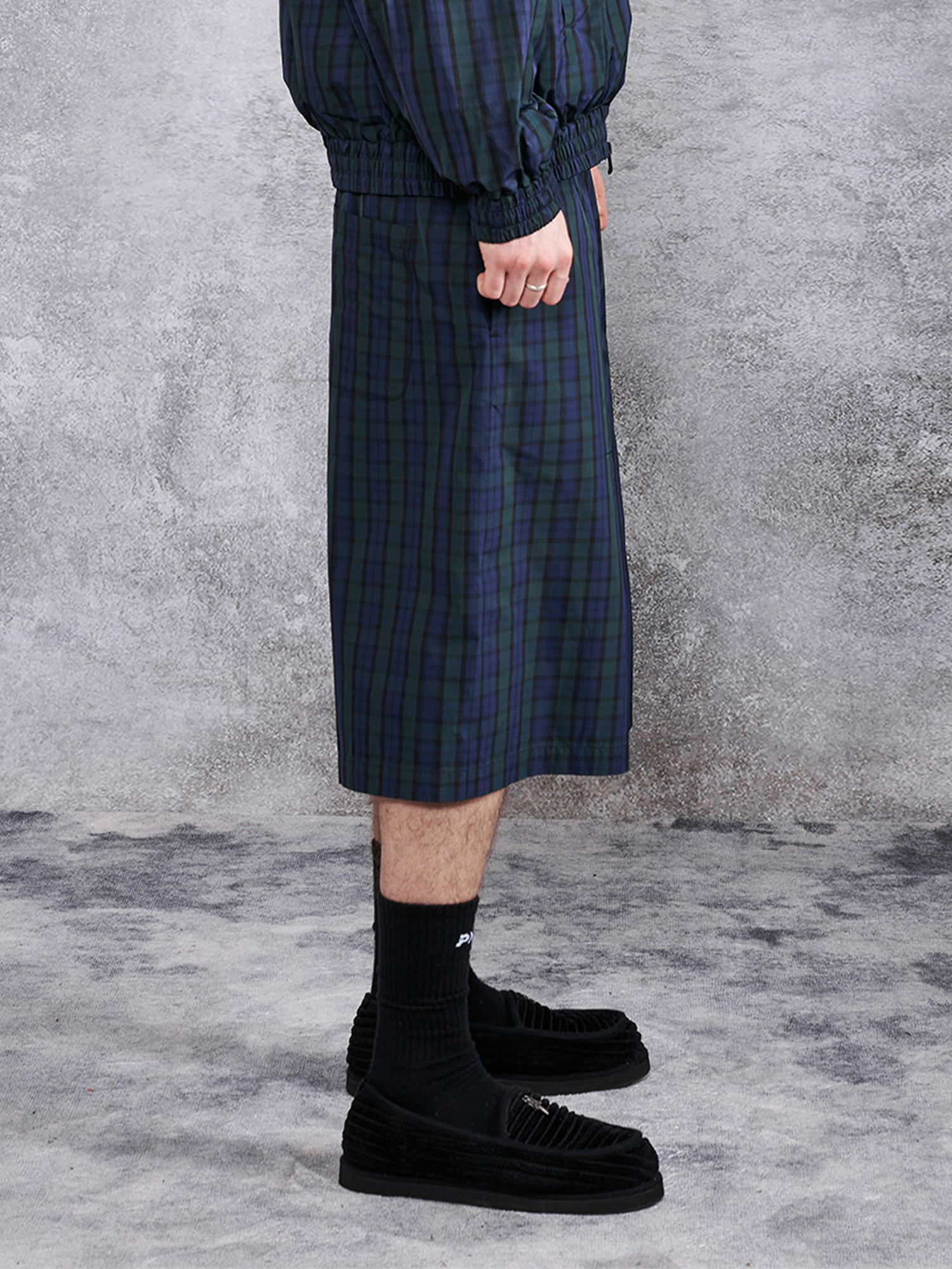 PMW Retro Plaid Drawstring Wide-Leg Shorts-Shorts-S-Free Shipping Leatheretro