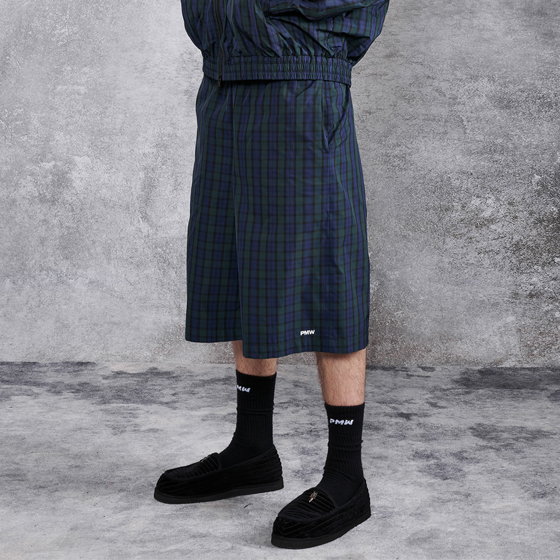 PMW Retro Plaid Drawstring Wide-Leg Shorts-Shorts-S-Free Shipping Leatheretro