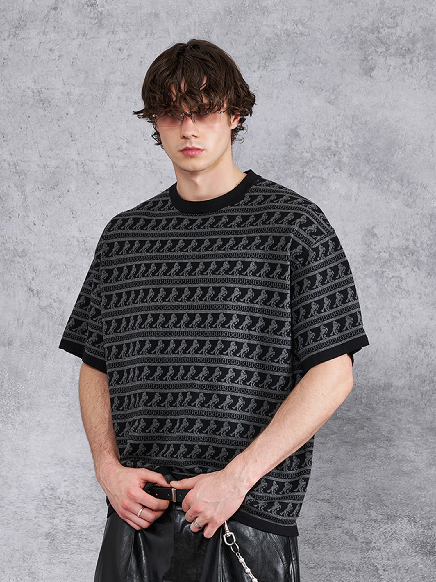 PMW Horse Jacquard Knitted T Shirt-T Shirt-S-Gold-Free Shipping Leatheretro