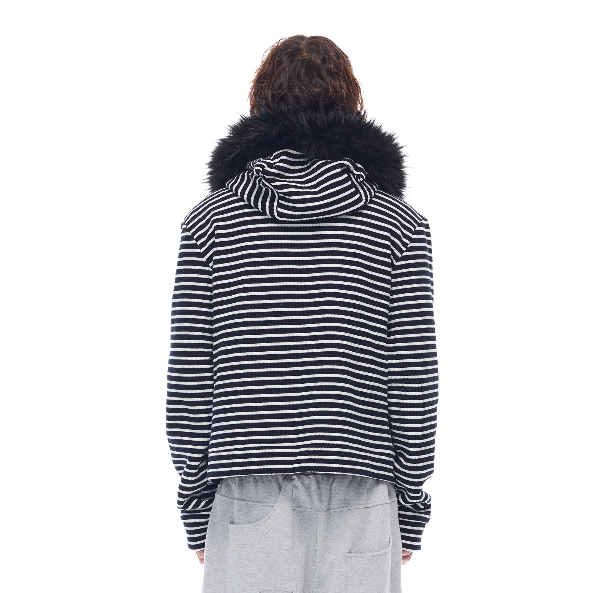 WHISTLEHUNTER Striped Detachable-Fur Hooded Jacket-Jacket-S(Preorder)-Pink-Free Shipping Leatheretro