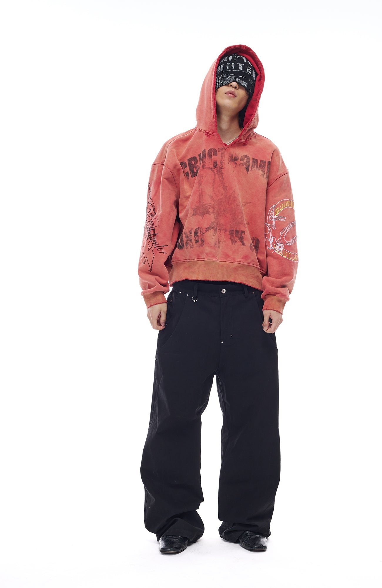 WHISTLEHUNTER Washed Graphic Embroidered Hoodie-Hoodie-S(Preorder)-Orange-Free Shipping Leatheretro