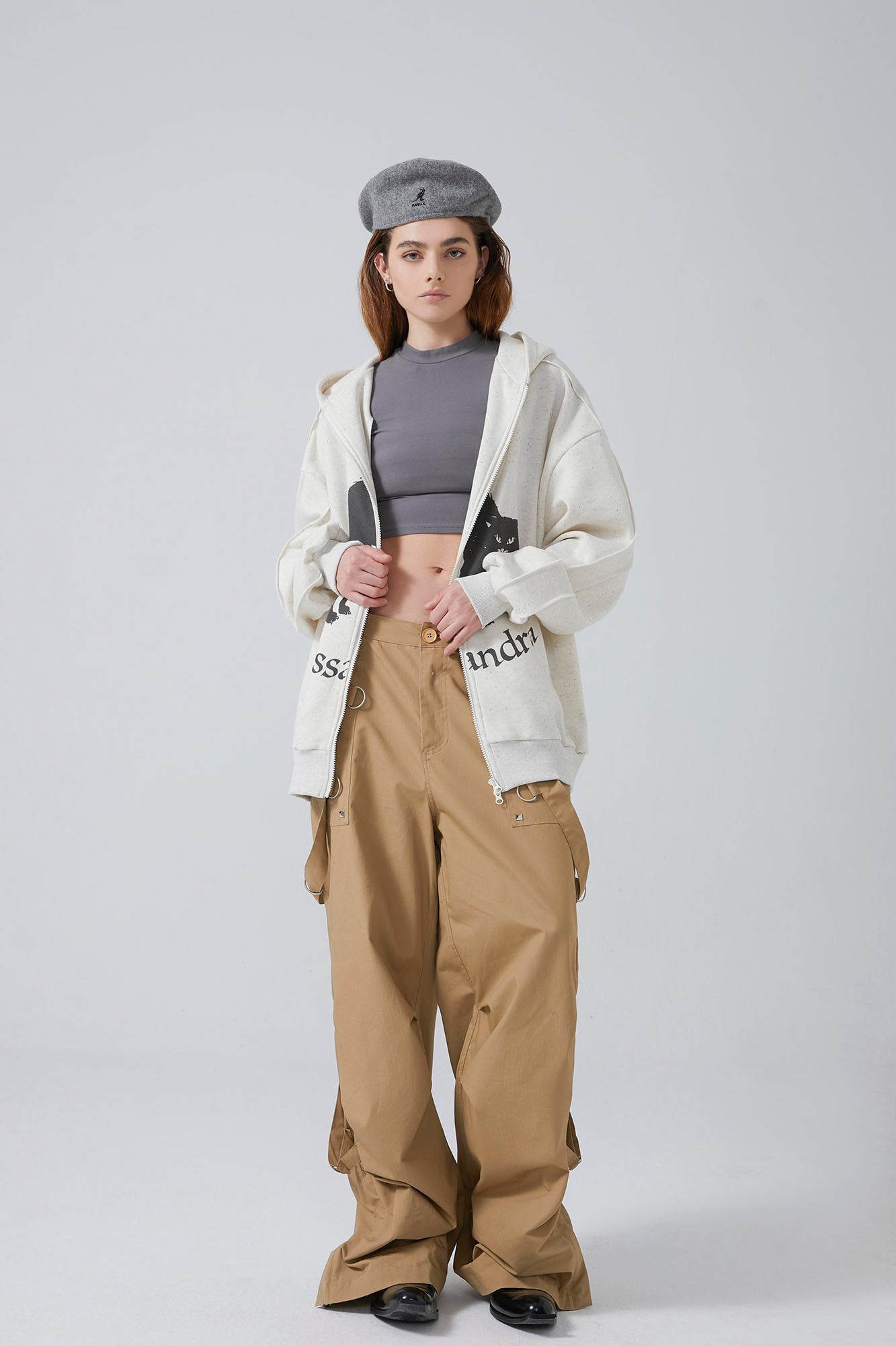 ERROR CODE ROBOT Black Cat Graphic Oversized Zip-Up Hoodie-Hoodie-XS-Free Shipping Leatheretro