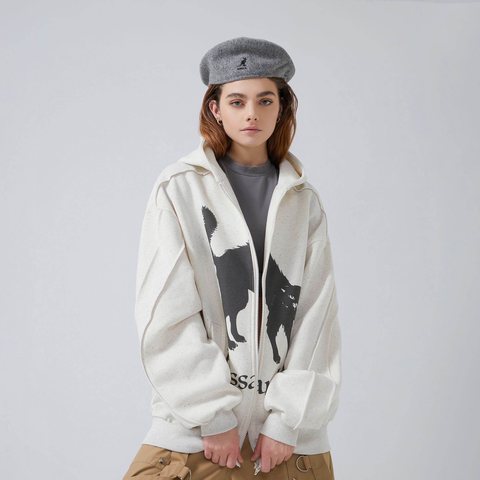 ERROR CODE ROBOT Black Cat Graphic Oversized Zip-Up Hoodie-Hoodie-XS-Free Shipping Leatheretro