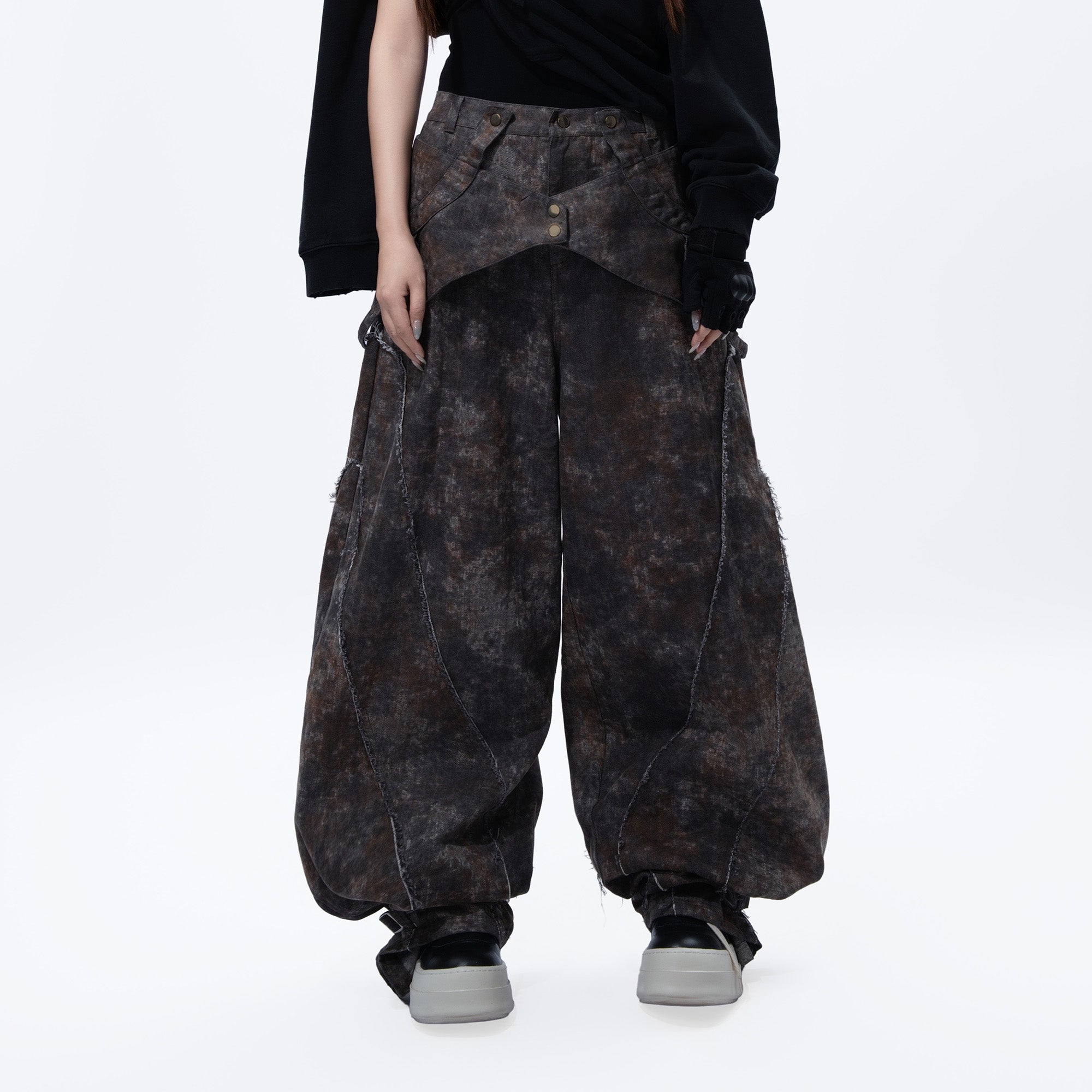 MOGONGSHE Distressed Detachable Drape Curved Panel Jeans-Jeans-S-Free Shipping Leatheretro