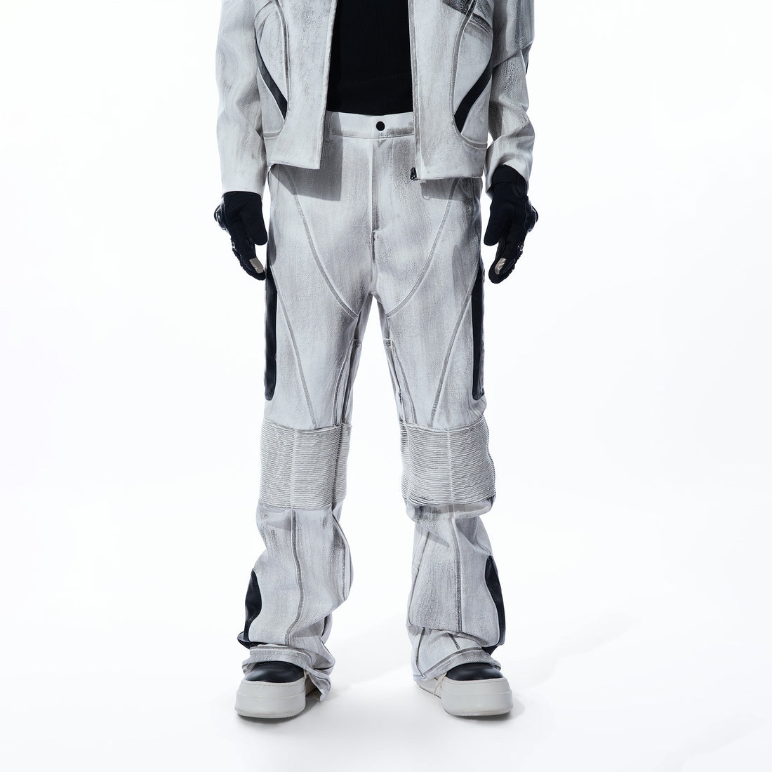 MOGONGSHE Distressed Techwear PU Moto Pants-Pants-M-Free Shipping Leatheretro