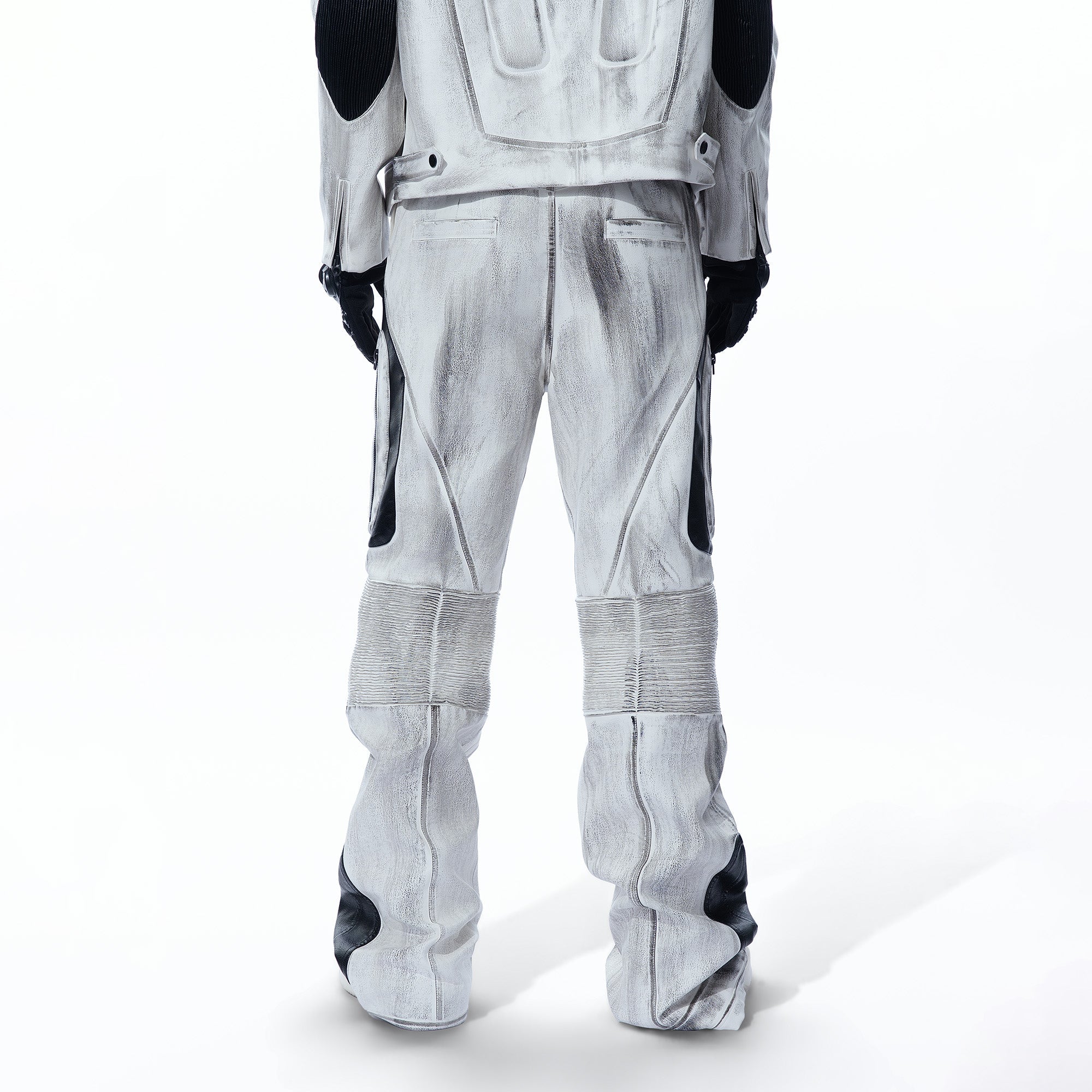 MOGONGSHE Distressed Techwear PU Moto Pants-Pants-M-Free Shipping Leatheretro