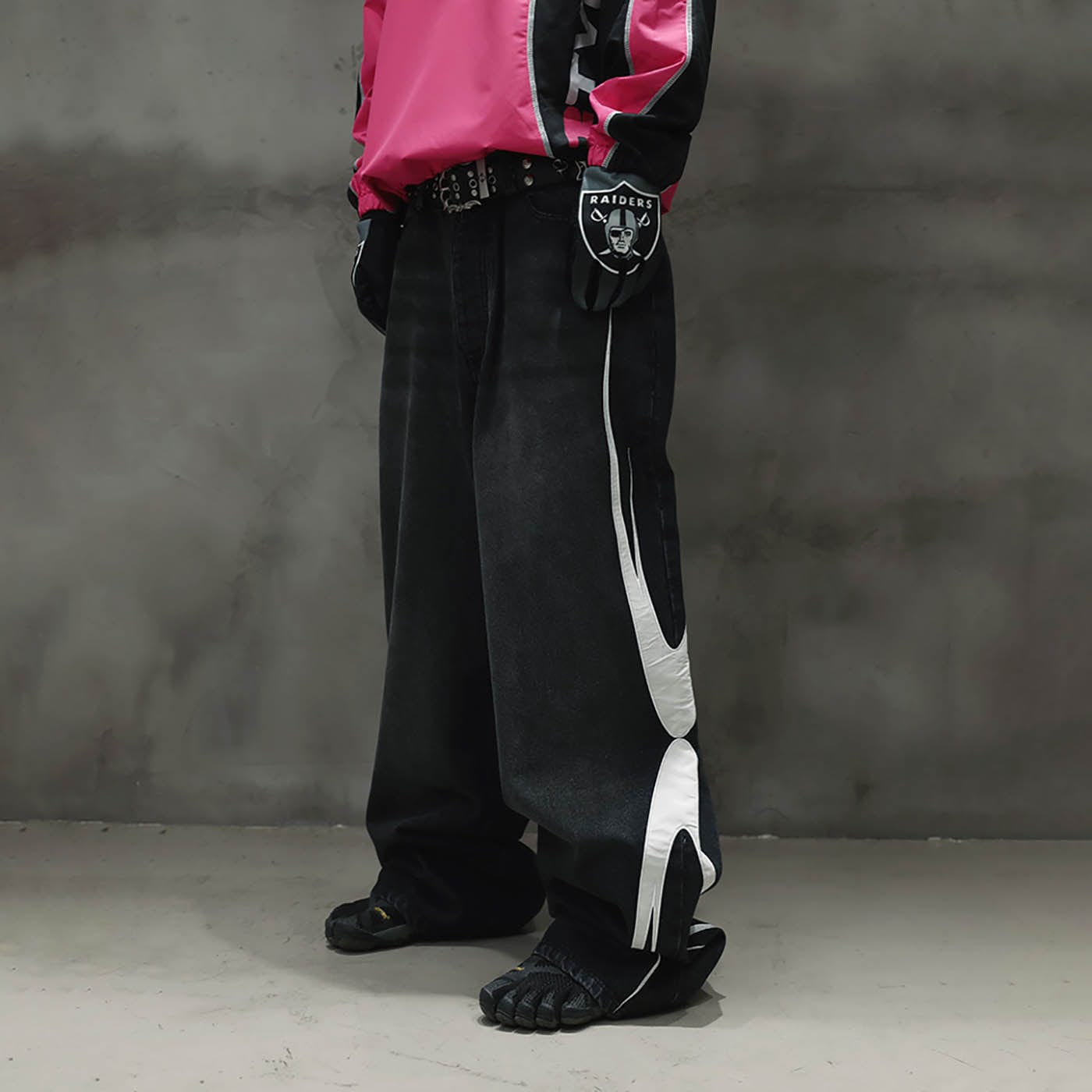 RTVG Washed Patchwork Baggy Jeans-Jeans-S-Black-Free Shipping Leatheretro