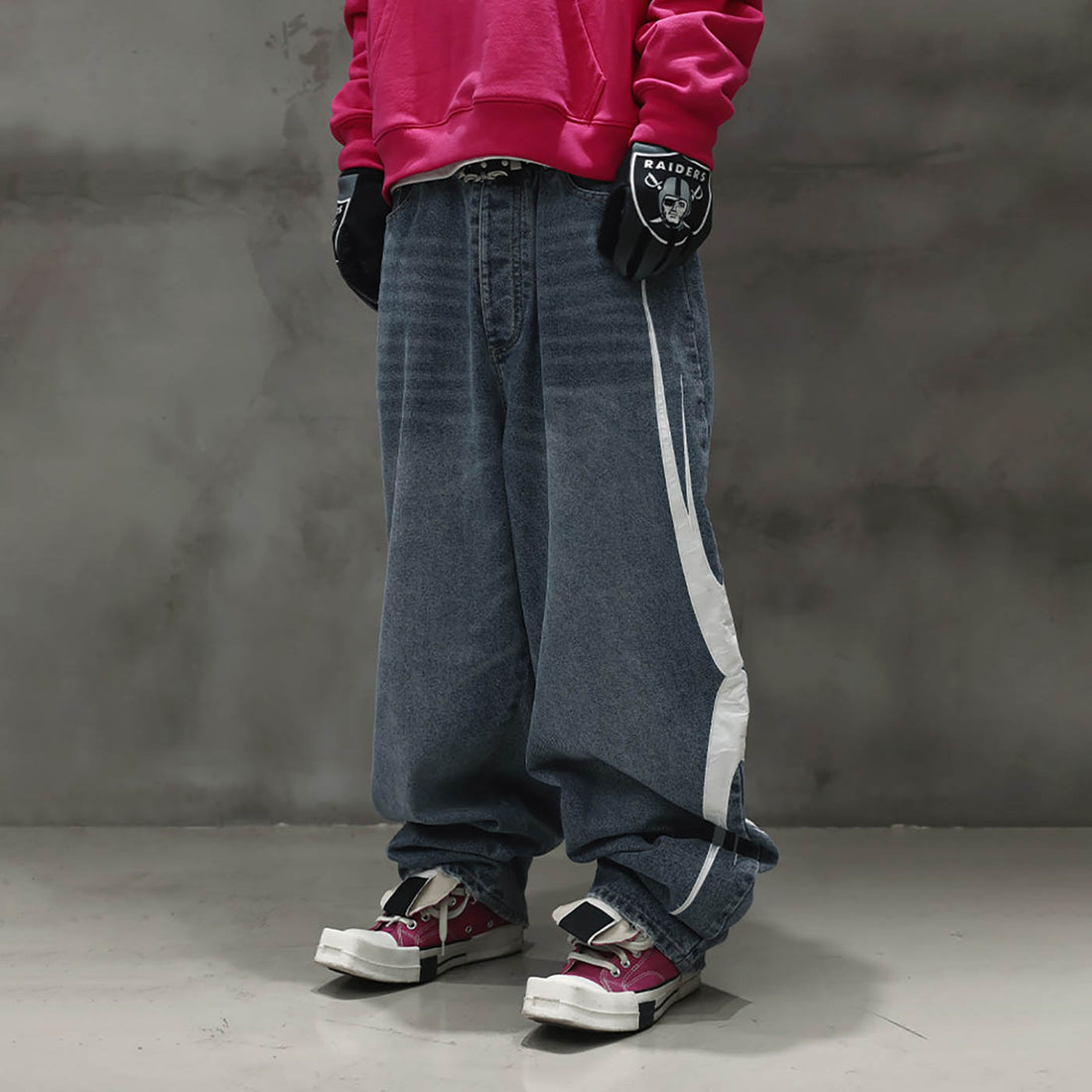 RTVG Washed Patchwork Baggy Jeans-Jeans-S-Blue-Free Shipping Leatheretro