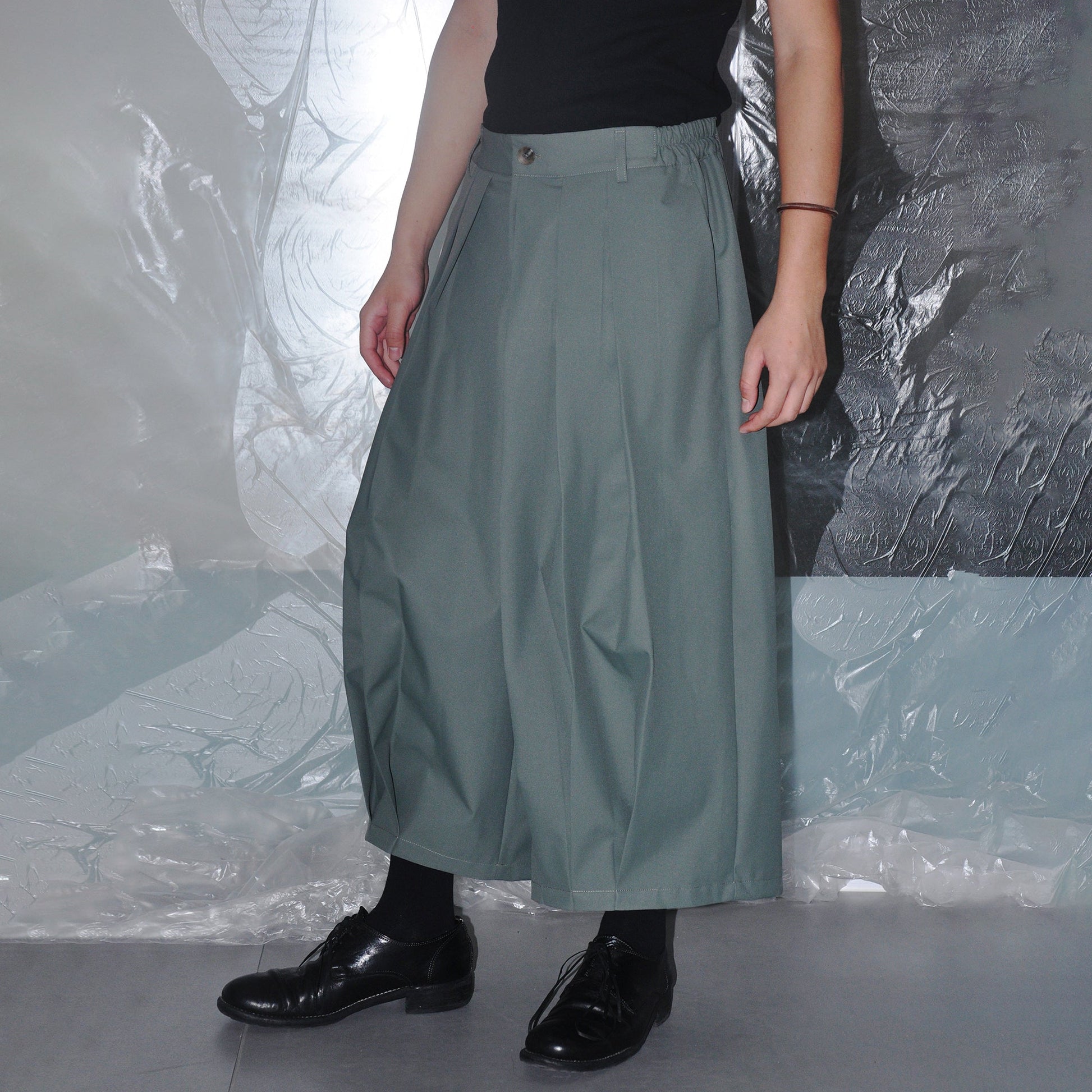 7440 37 1 Oversized Triple-Pleat Cropped Trousers-Pants-S-Free Shipping Leatheretro