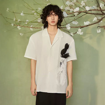 JIECHI Bottled Bloom Sheer Half Shirt-Half shirt-M-Free Shipping Leatheretro