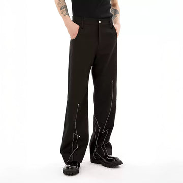 TIWILLTANG Rivet Stitch Embroidered Straight-Leg Pants-Pants-S-Free Shipping Leatheretro