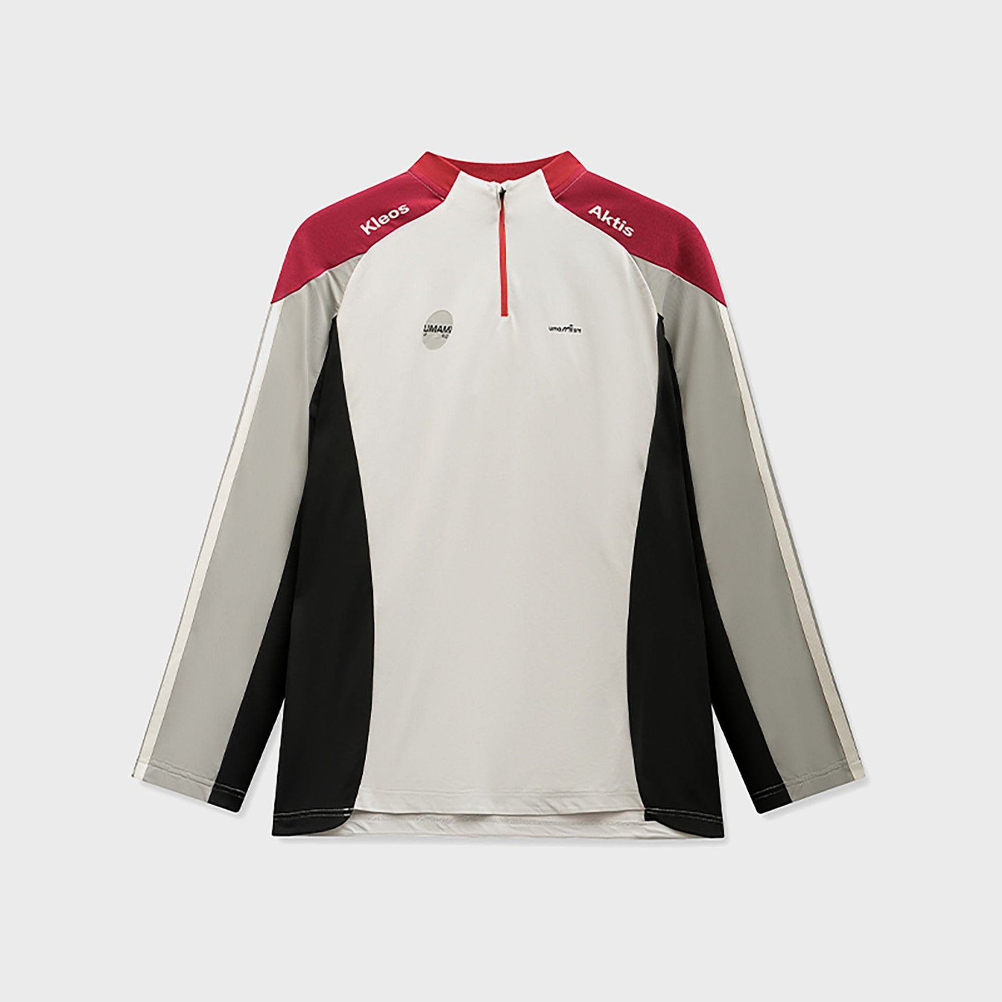 UMAMIISM Contrast Half-Zip Quick-Dry Training Jersey-L/S Tee-XS-Light Gray-Free Shipping Leatheretro