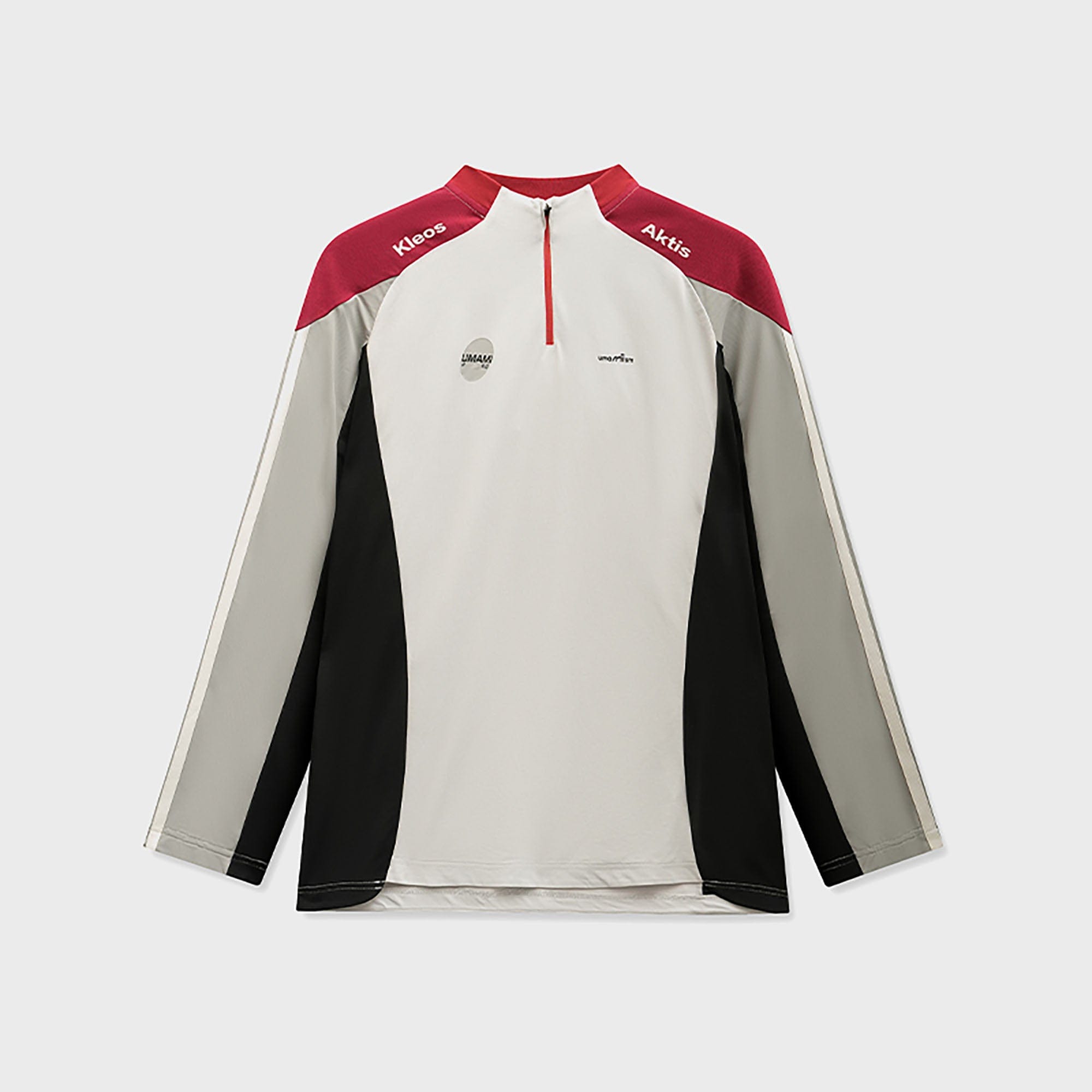 UMAMIISM Contrast Half-Zip Quick-Dry Training Jersey-L/S Tee-XS-Light Gray-Free Shipping Leatheretro