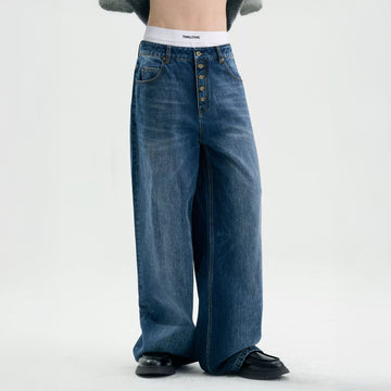 TIWILLTANG Retro Button-Up Straight-Leg Jeans-Jeans-S-Free Shipping Leatheretro