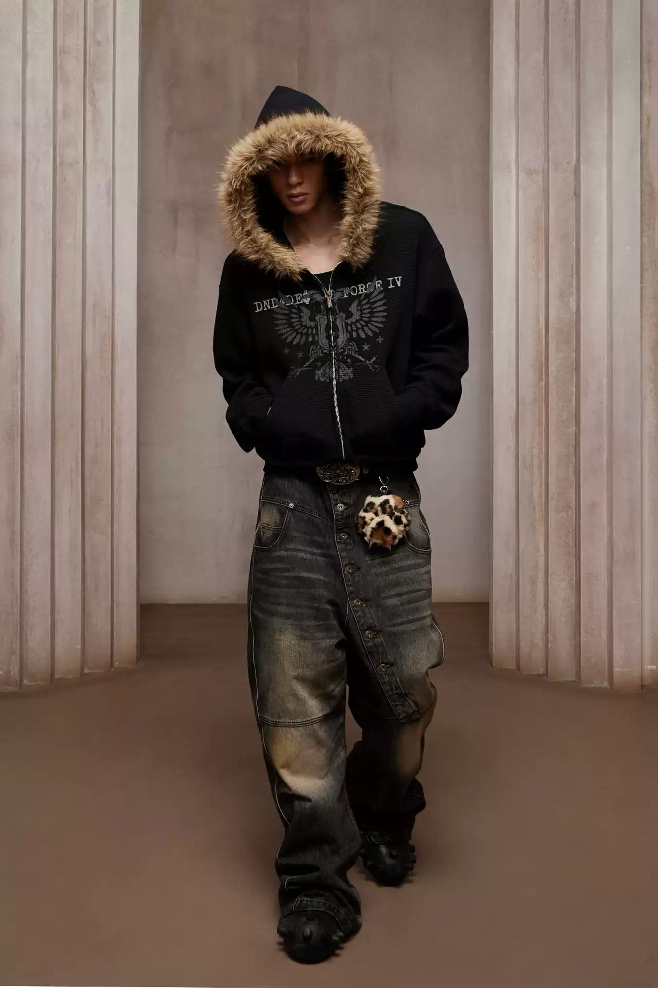 DND4DES Detachable Faux Fur Trim Hooded Jacket-Jacket-S (Preorder)-Free Shipping Leatheretro