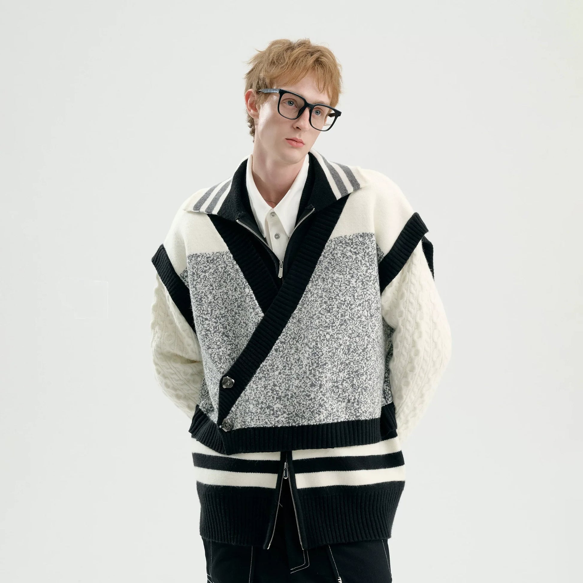 TIWILLTANG Asym Wrap Stripe-Collar Pullover-Sweater-S-Free Shipping Leatheretro