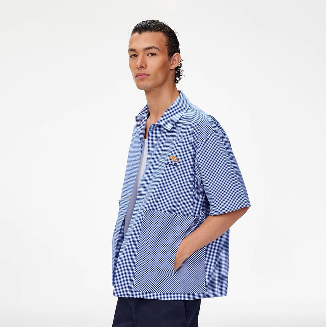 UMAMIISM Preppy Gingham Pocket Half Shirt-Half shirt-XS-Free Shipping Leatheretro