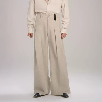 TIWILLTANG Classic Pleats Wool-Blend Wide-Leg Pants-Pants-XS-Beige-Free Shipping Leatheretro