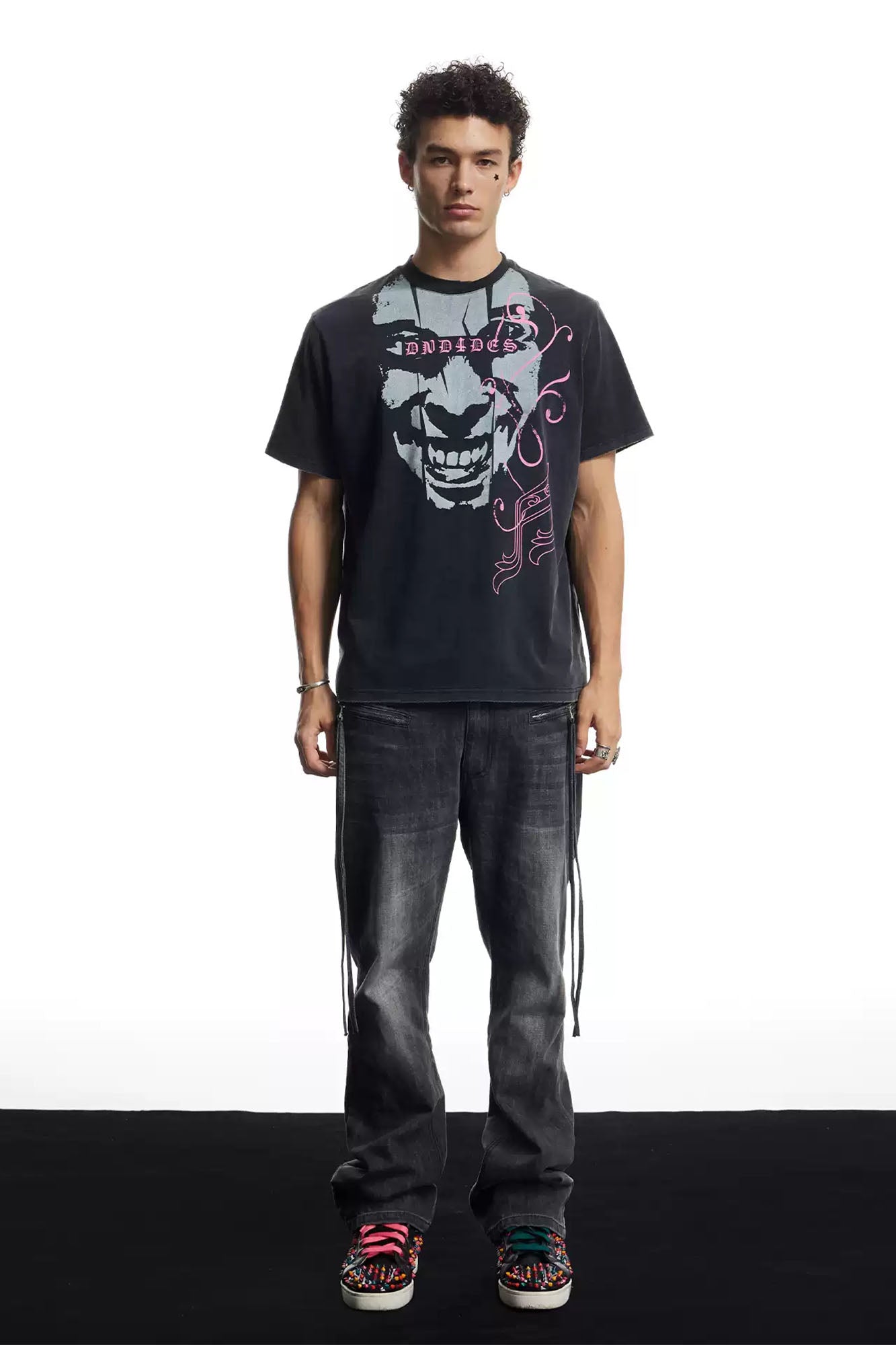 DND4DES Washed Punk Graphic T-Shirt-T Shirt-S-Free Shipping Leatheretro