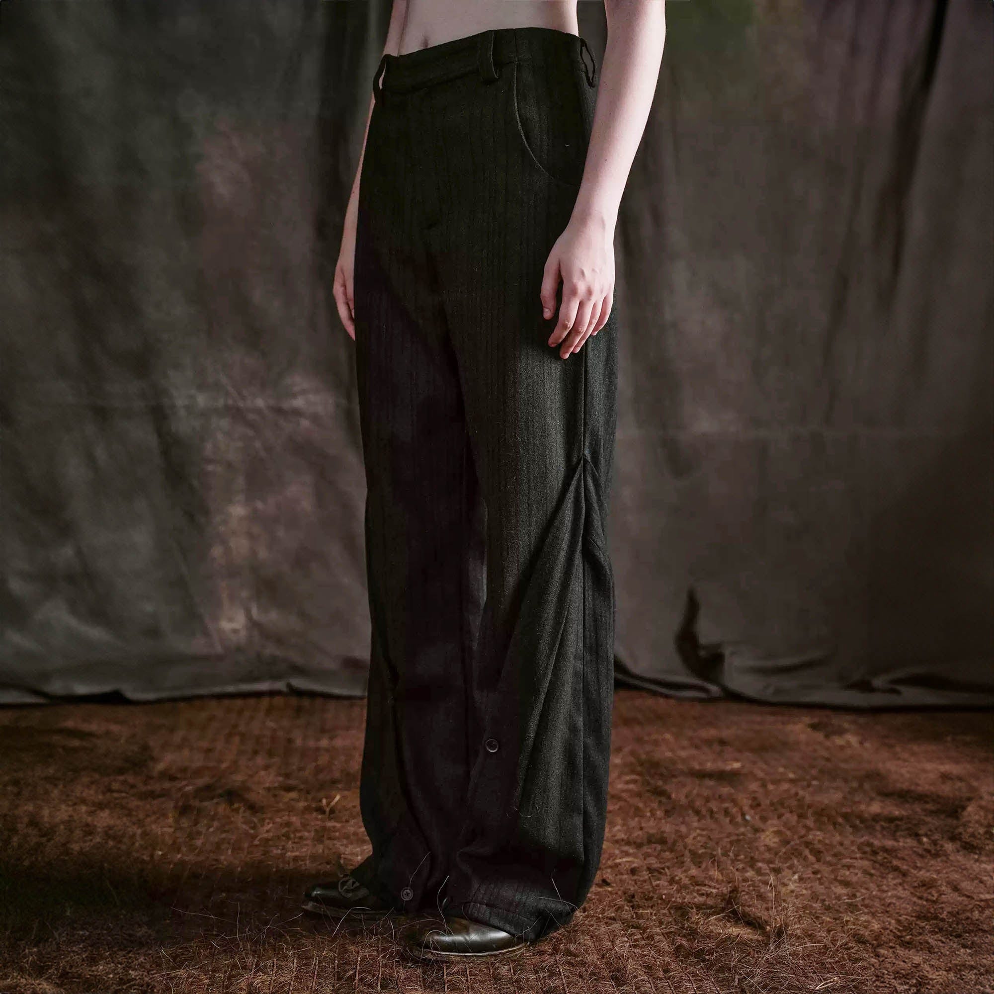 ILNya Nieternite Nifutur Striped Layered-Slit Wide-Leg Wool Trousers-Pants-S(0)-Free Shipping Leatheretro