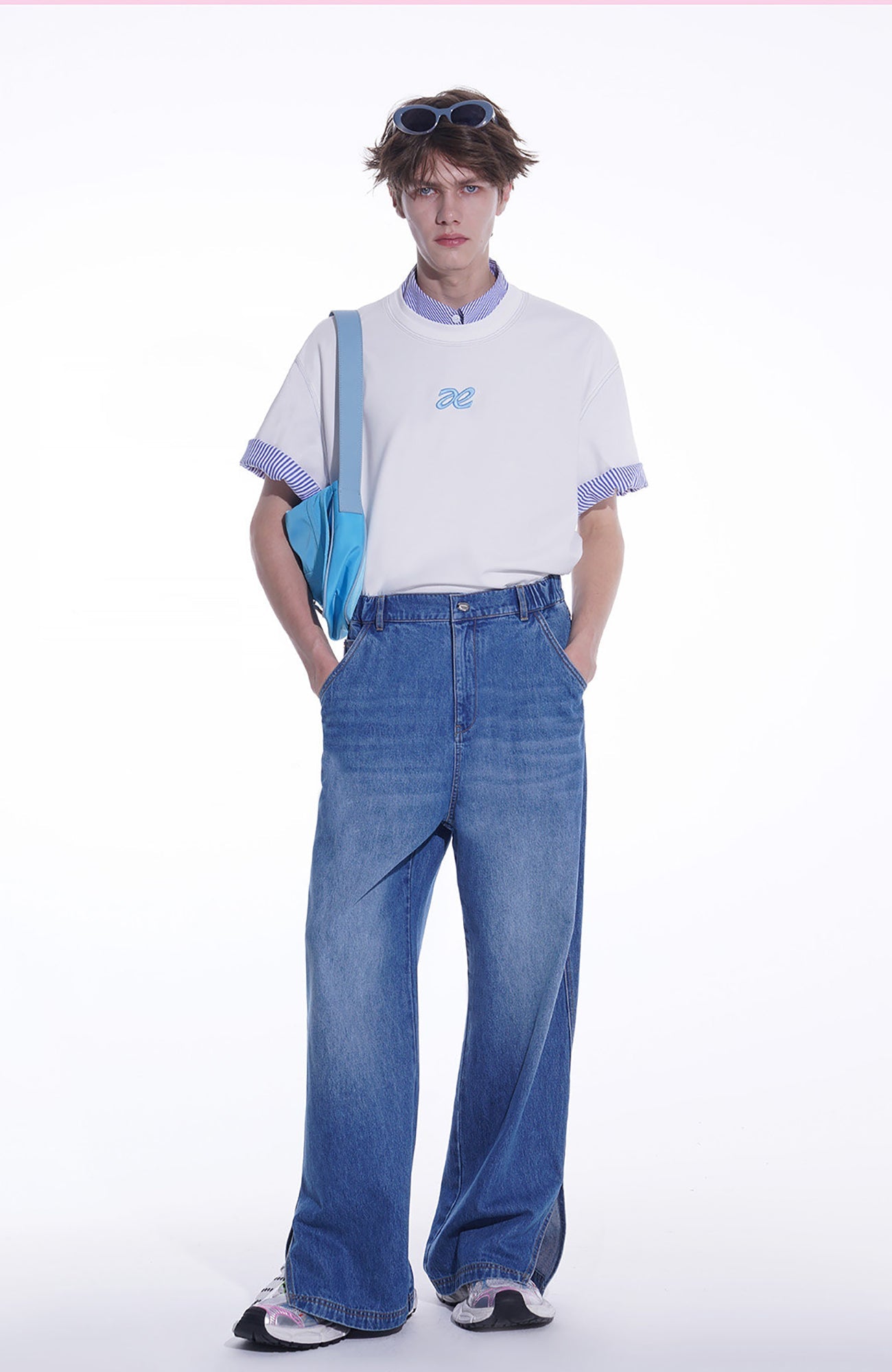 TIWILLTANG Side-Cut Oversized Jeans-Jeans-S-Blue-Free Shipping Leatheretro