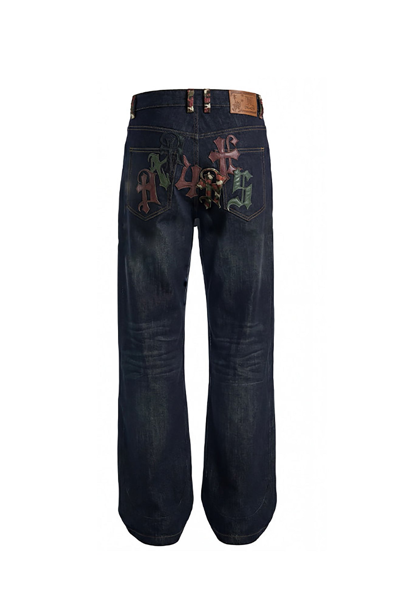 DND4DES Gothic Camo Patchwork Raw Denim Pants-Jeans-XS-Free Shipping Leatheretro