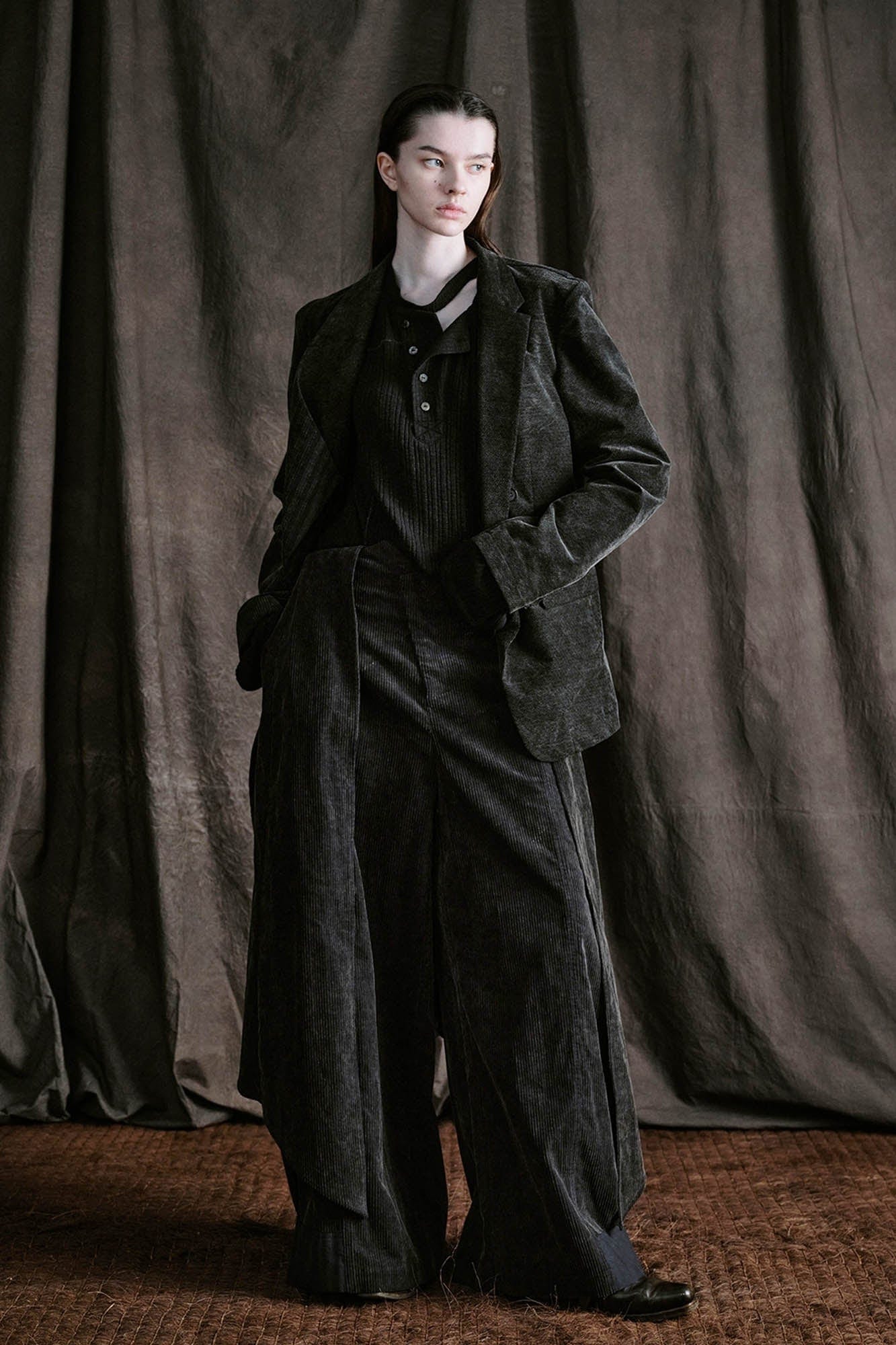 ILNya Nieternite Nifutur Layered Corduroy Wrap-Paneled Wide-Leg Trousers-Pants-S(0)-Free Shipping Leatheretro