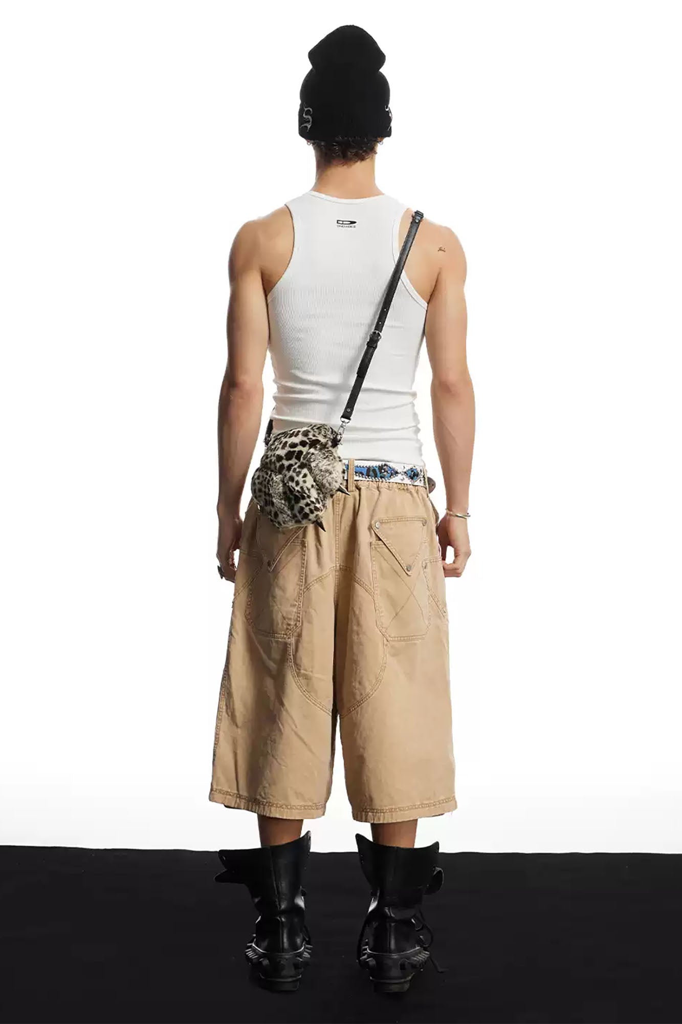DND4DES Geometric Panel Studded Wide-Leg Shorts-Shorts-S (Preorder)-Free Shipping Leatheretro
