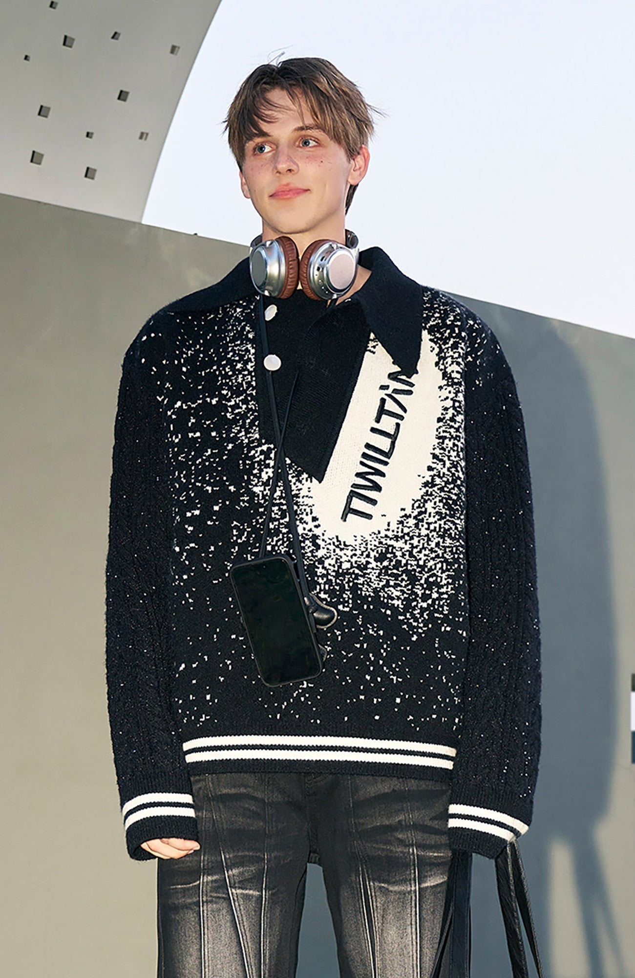 TIWILLTANG Asym Collar Embroidered LOGO Sweater-Sweater-XS (Preorder)-Free Shipping Leatheretro