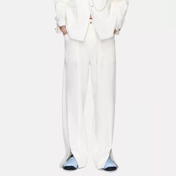 TIWILLTANG Paneled Zipper-Hem Wide-Leg Pants White-Pants-S (Preorder)-Free Shipping Leatheretro