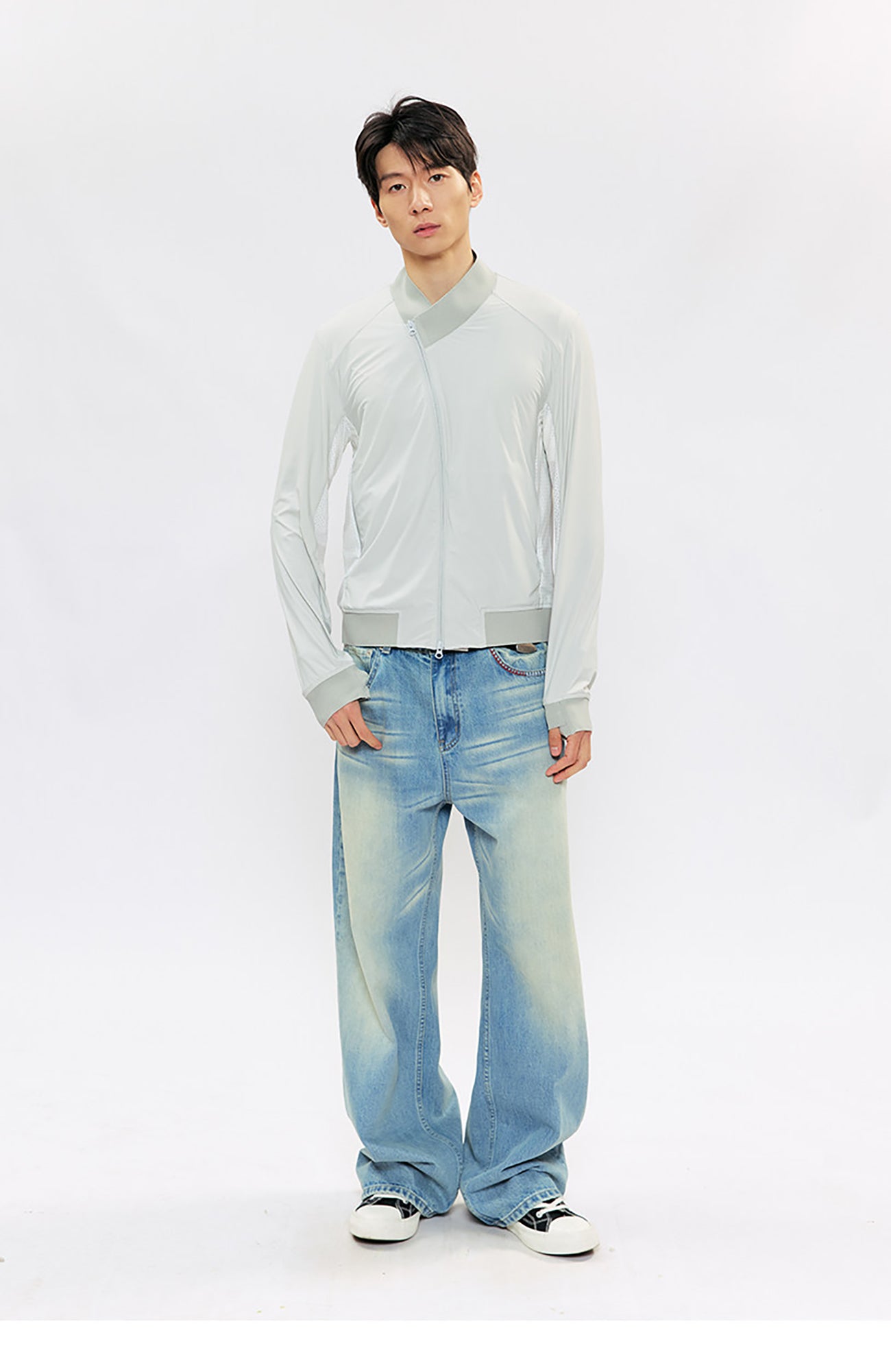 KREATE Asymmetric Zip Slim Sun Shield Jacket-Jacket-S (Preorder)-Gray-Free Shipping Leatheretro