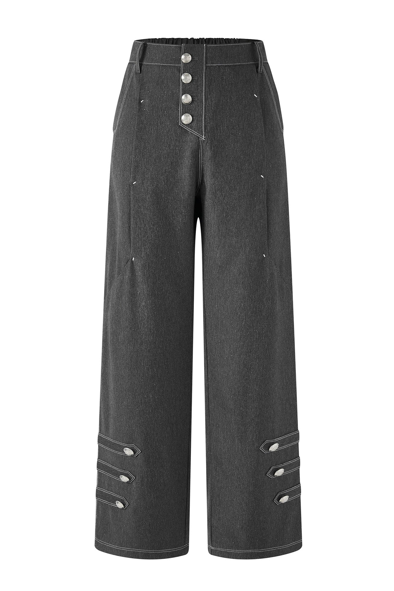 TIWILLTANG Asymmetrical Placket Stitched Wide-Leg Jeans-Jeans-S (Preorder)-Free Shipping Leatheretro