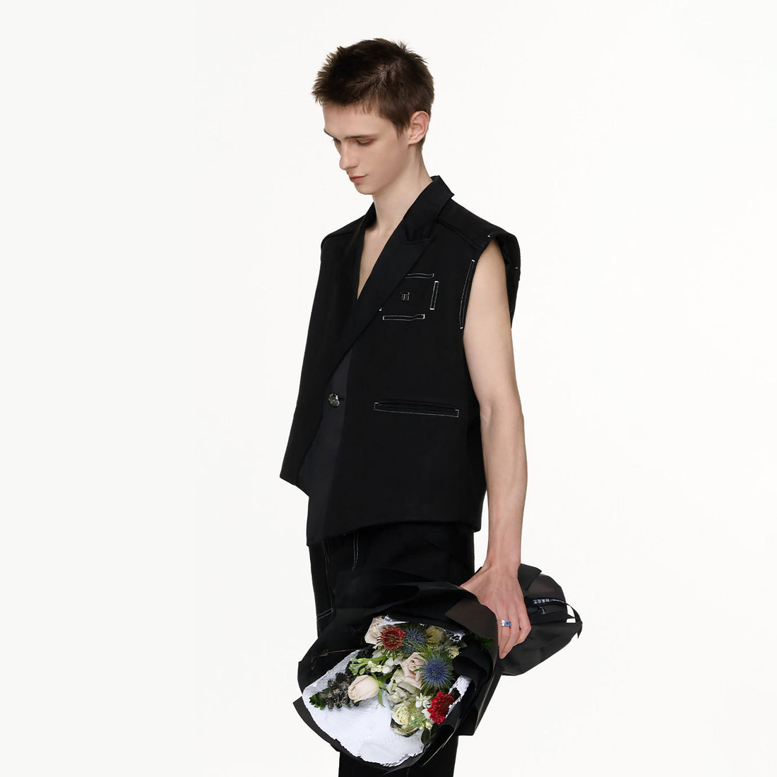 TIWILLTANG Asymmetrical Lapel Vest Black-Vest-S (Preorder)-Free Shipping Leatheretro