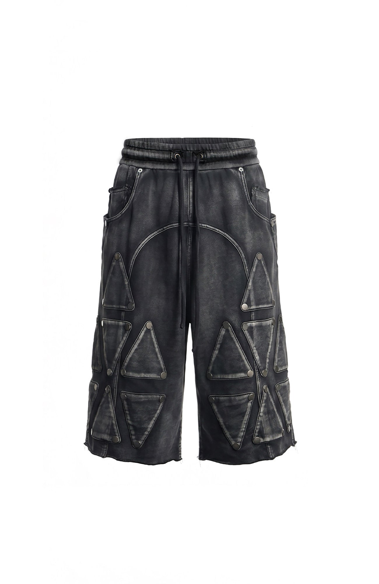 DND4DES Washed Geometric Panel Shorts-Shorts-S (Preorder)-Free Shipping Leatheretro