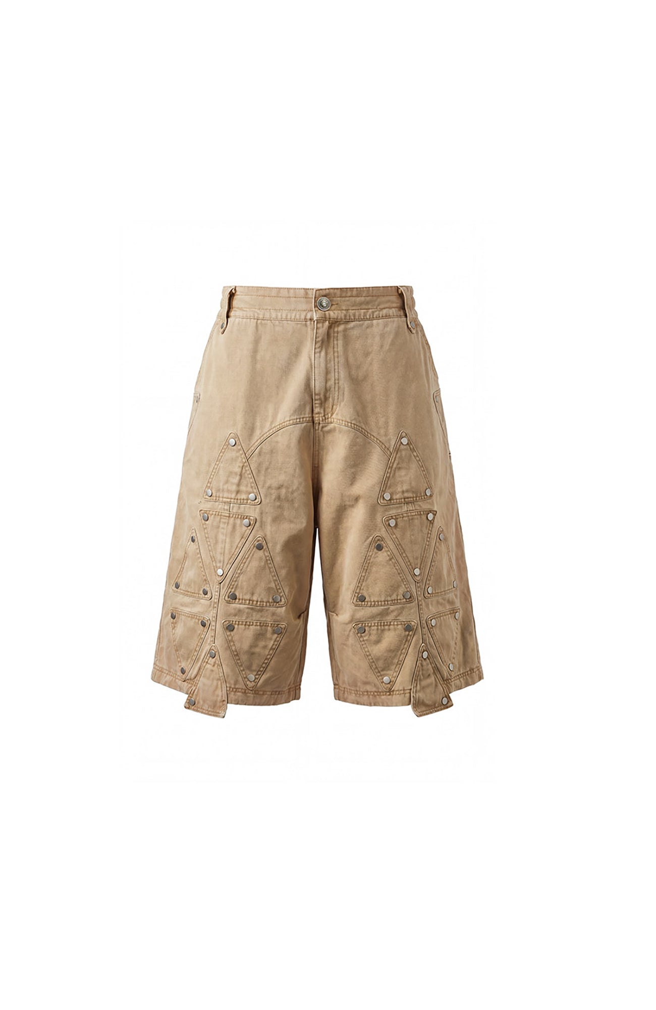 DND4DES Geometric Panel Studded Wide-Leg Shorts-Shorts-S (Preorder)-Free Shipping Leatheretro