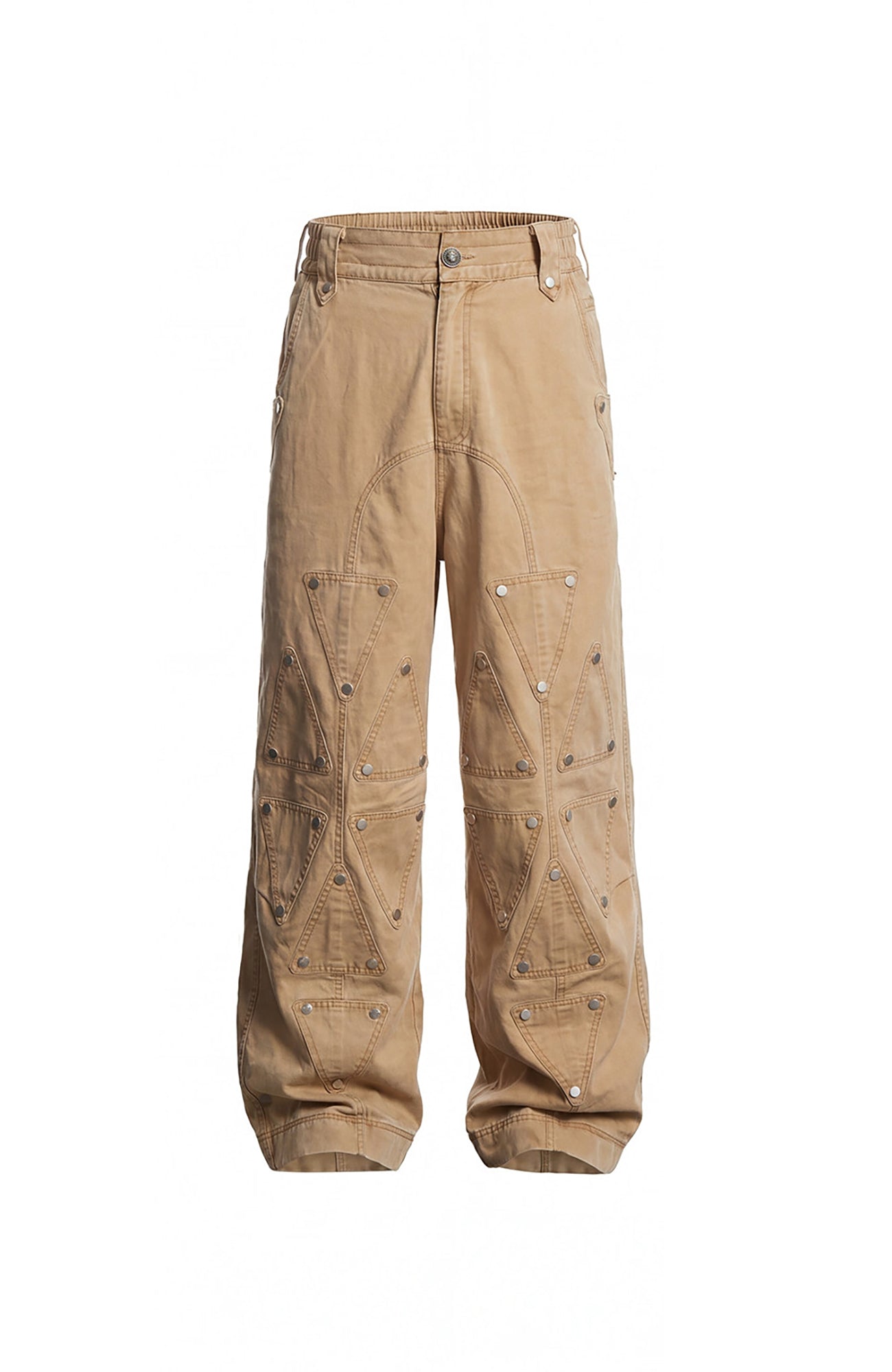 DND4DES Geometric Panel Studded Wide-Leg Pants-Pants-S (Preorder)-Free Shipping Leatheretro