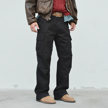 NEIGBORL Straight-Leg Paneled Cargo Pants-Pants-S-Black-Free Shipping Leatheretro