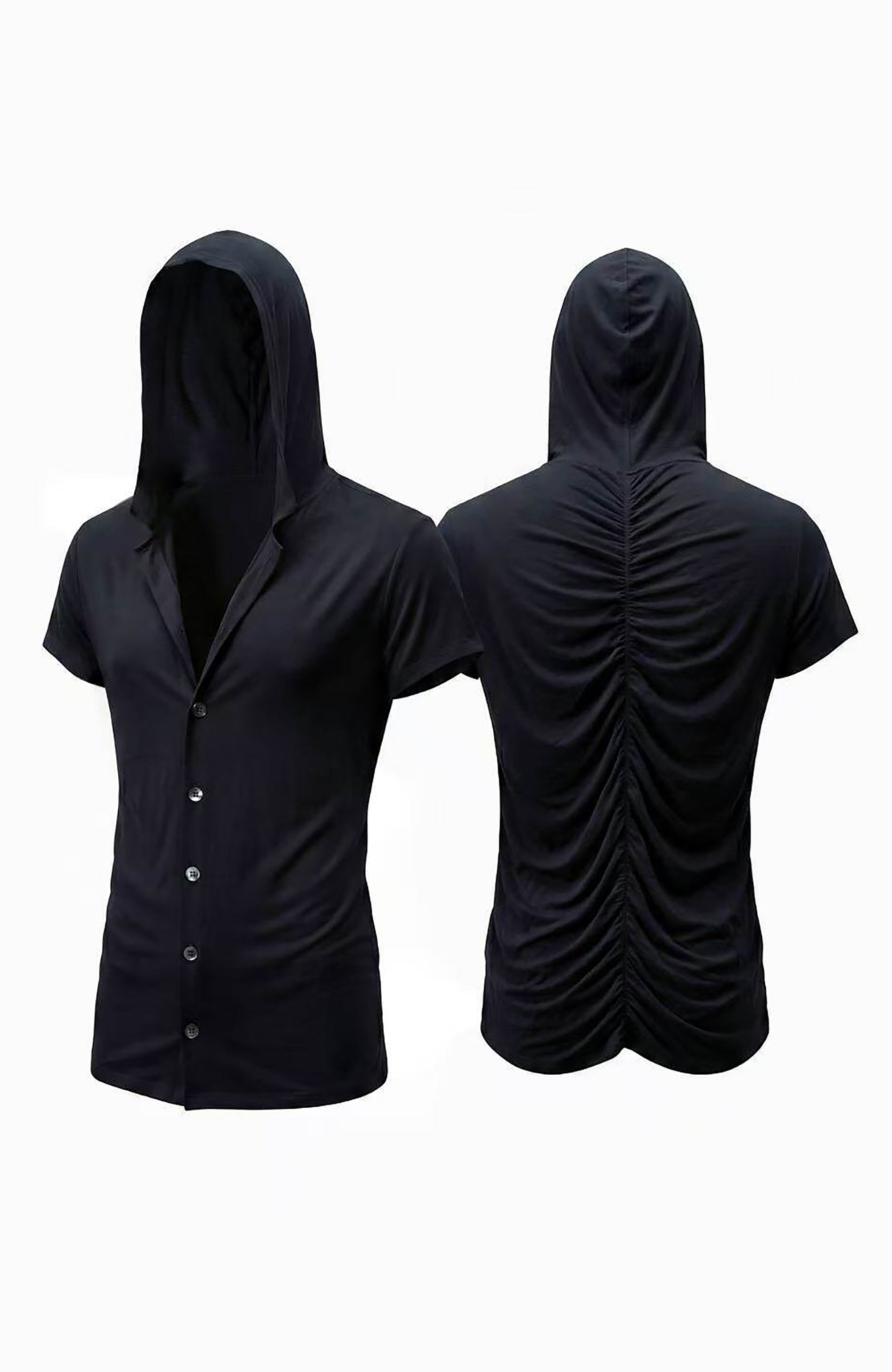 DND4DES Ruched Back Hooded T-Shirt-T Shirt-S (Preorder)-White-Free Shipping Leatheretro