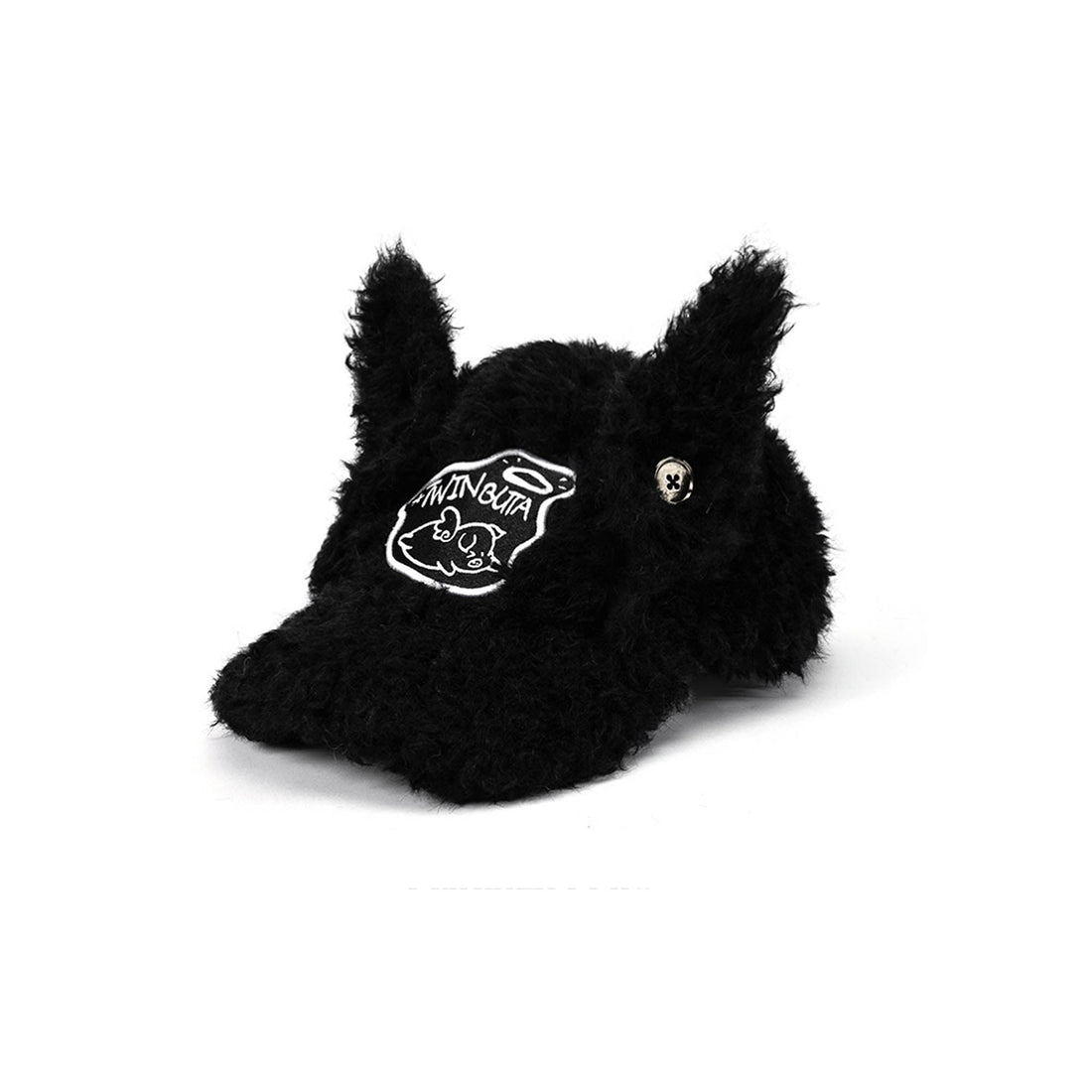 TWINBUTA Furry Ear Embroidered Cap Black-Hat, Cap, Beanie-One size-Free Shipping Leatheretro